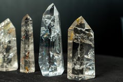 Set of 4 Water-Clear Lemurian Quartz Generators with Rare Hematite Inclusions