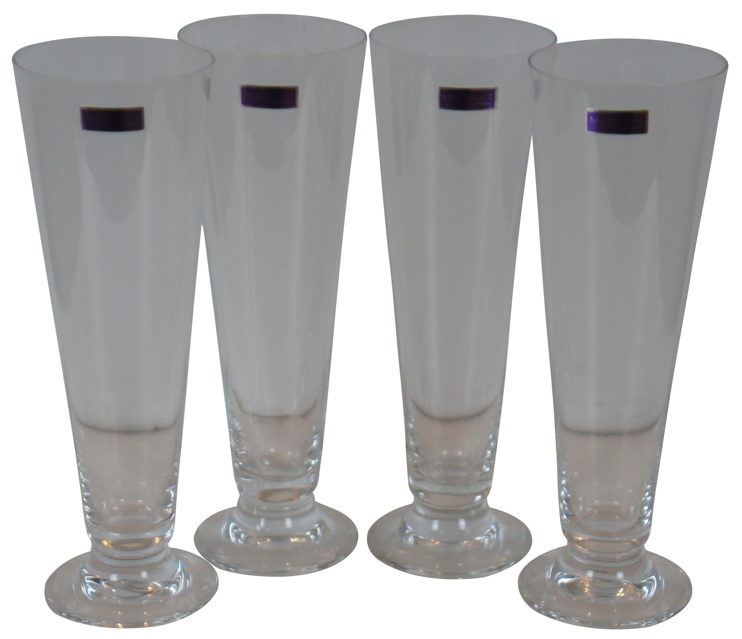 2 Sets Available 
Marquis Vintage Pilsner glass set of 4 by Waterford

Clean and contemporary, the Vintage Entertaining Collection from Marquis by Waterford is characterized by modern styling and full-bodied elegance.
 