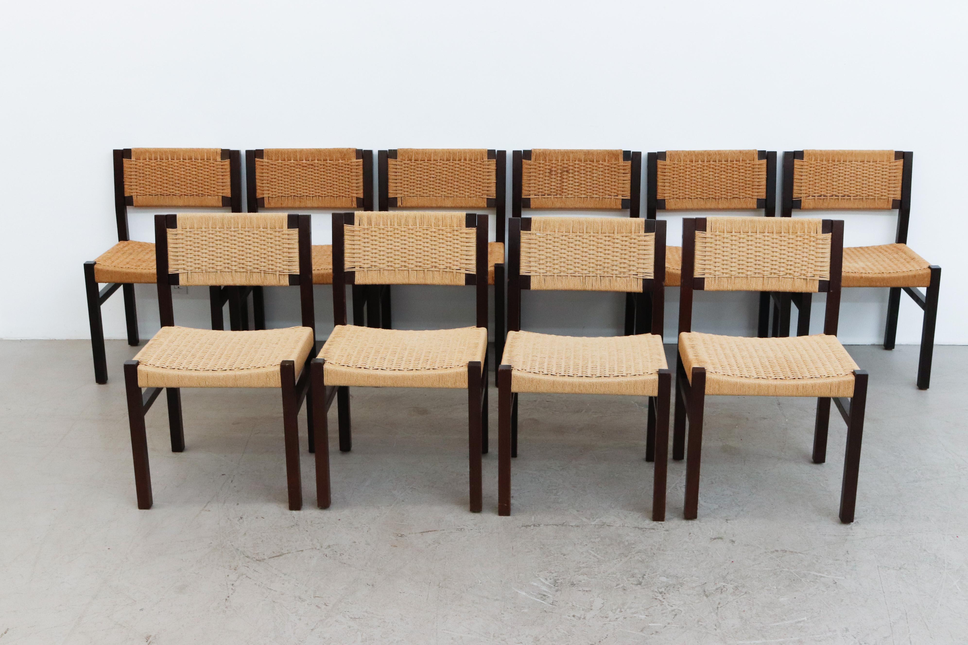 Set of 4 Wenge & Papercord Dining Chairs by Arnold Merckx for Fristho, 1973 7