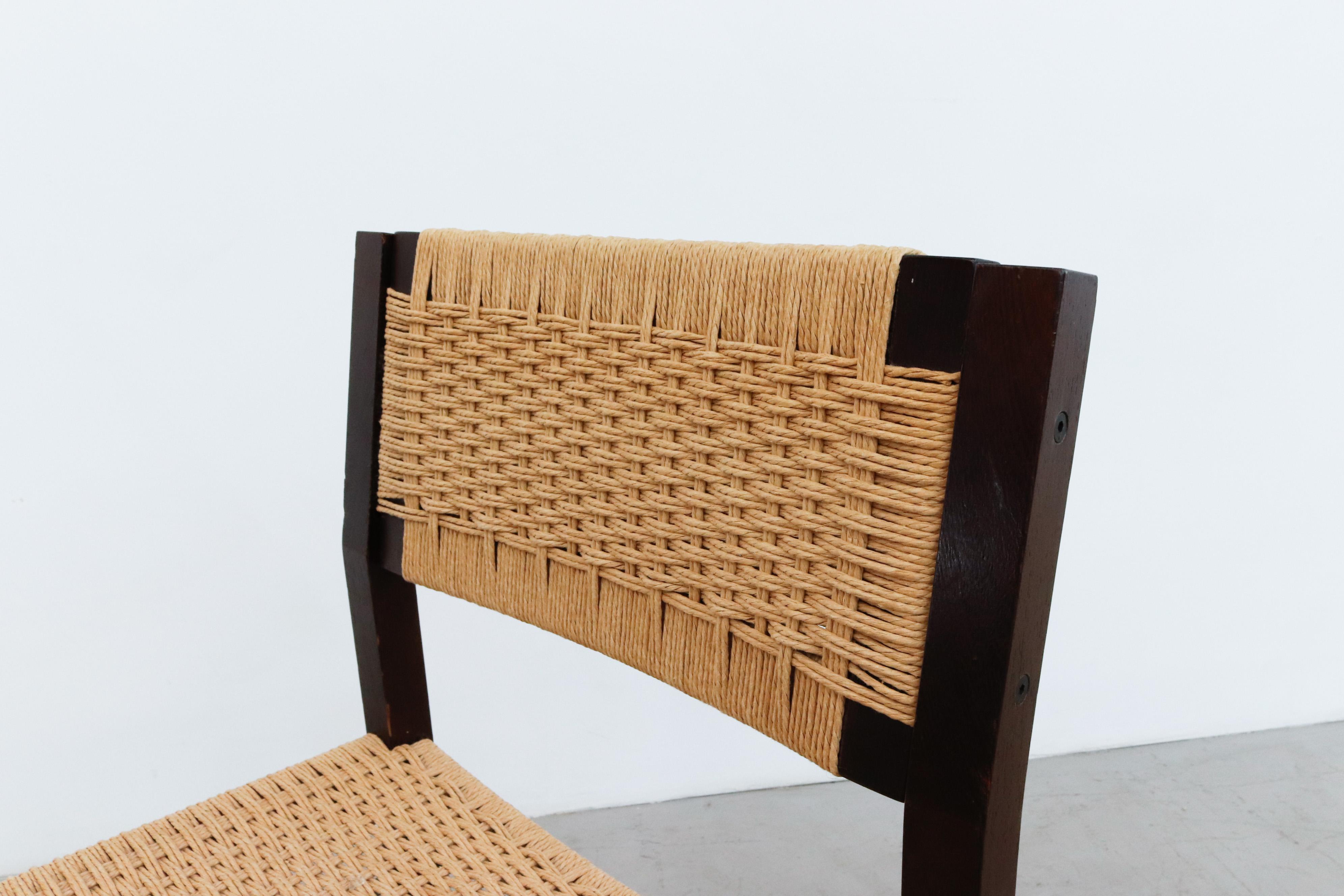 Mid-Century Modern Set of 4 Wenge & Papercord Dining Chairs by Arnold Merckx for Fristho, 1973
