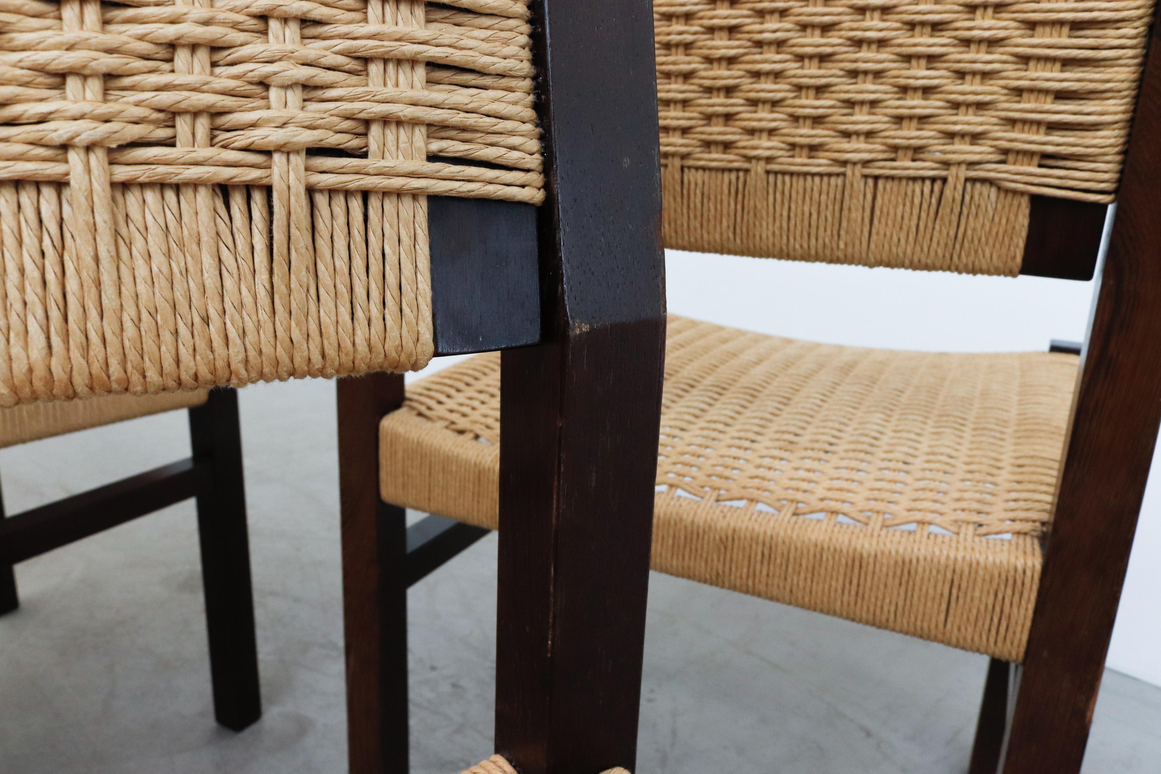 Set of 4 Wenge & Papercord Dining Chairs by Arnold Merckx for Fristho, 1973 1