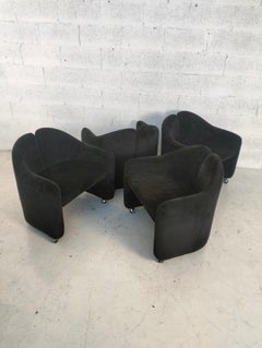 Set of 4 wheeled chairs PS142 mod. by Eugenio Gerli for Tecno 70's, Italy