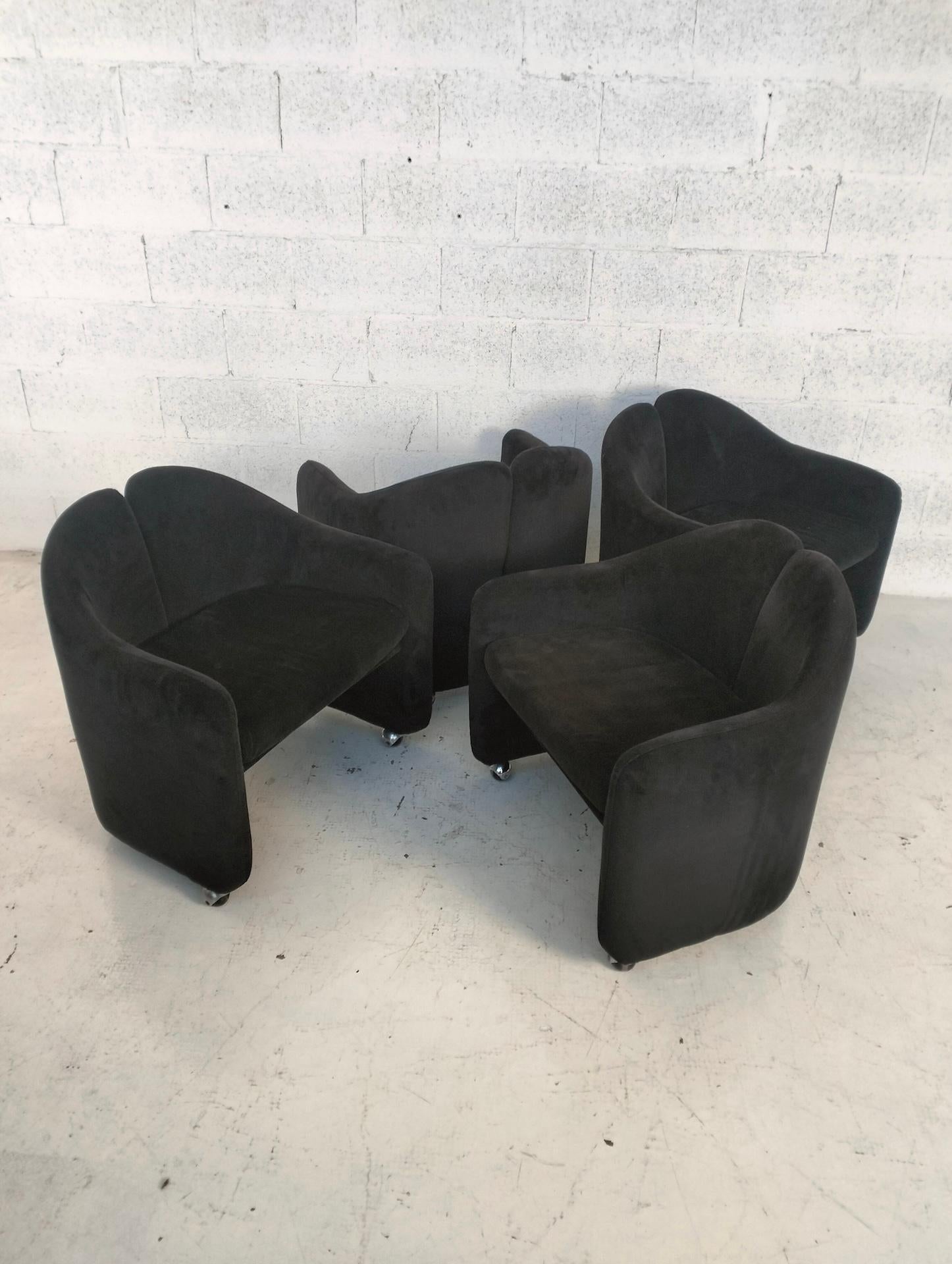 italien Ensemble de 4 chaises à roues PS142 mod. d'Eugenio Gerli pour Tecno des années 70, Italie en vente