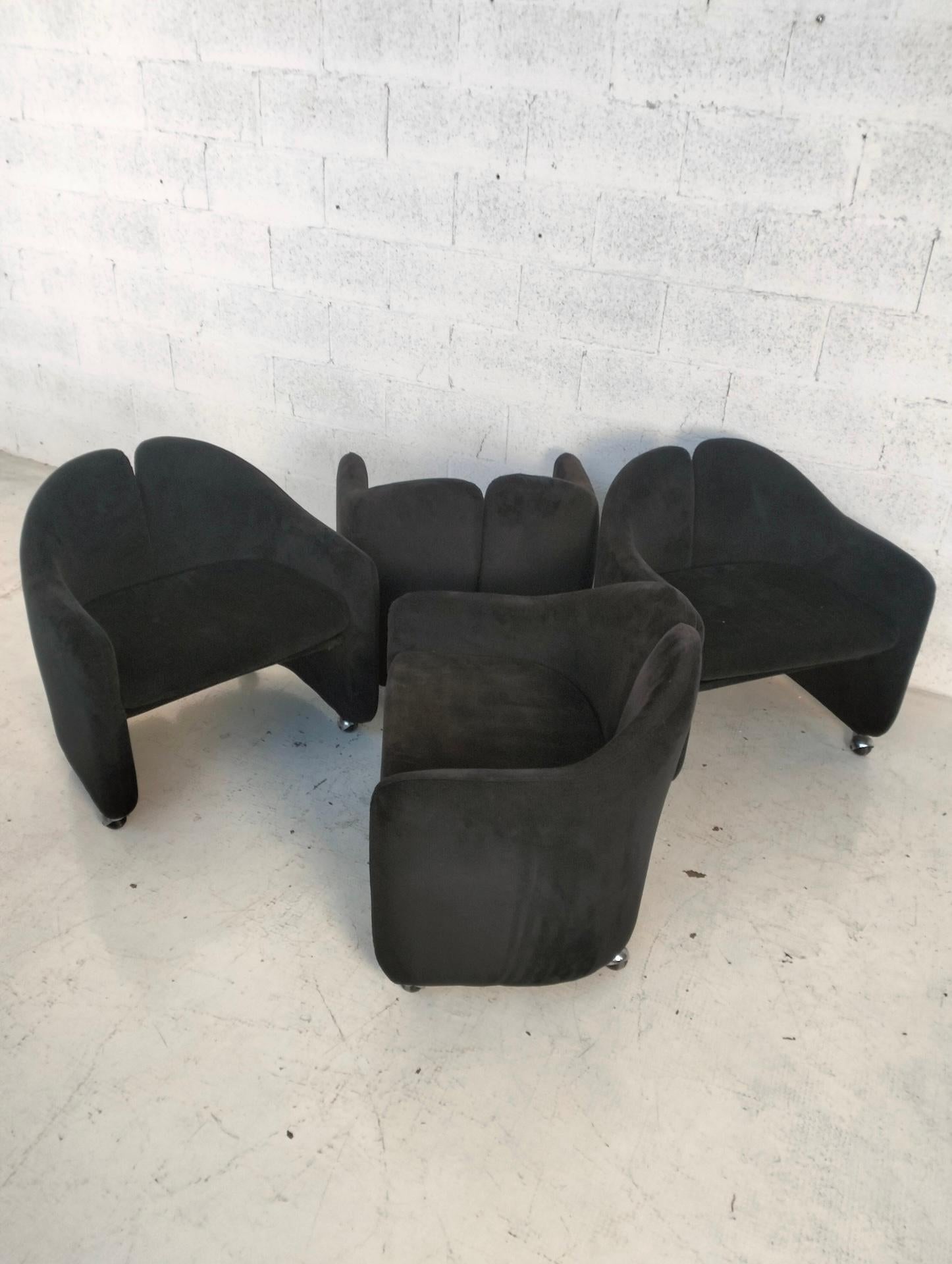 Ensemble de 4 chaises à roues PS142 mod. d'Eugenio Gerli pour Tecno des années 70, Italie Bon état - En vente à Padova, IT