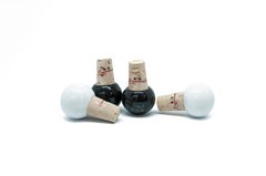 Set of 4 White and Black Marble Bottles Stoppers