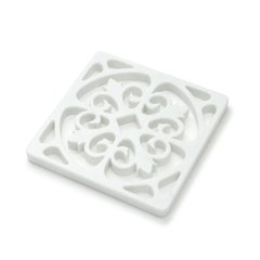 Set of 4 White Carrara Marble Coasters Majolica Pattern Handmade in Italy