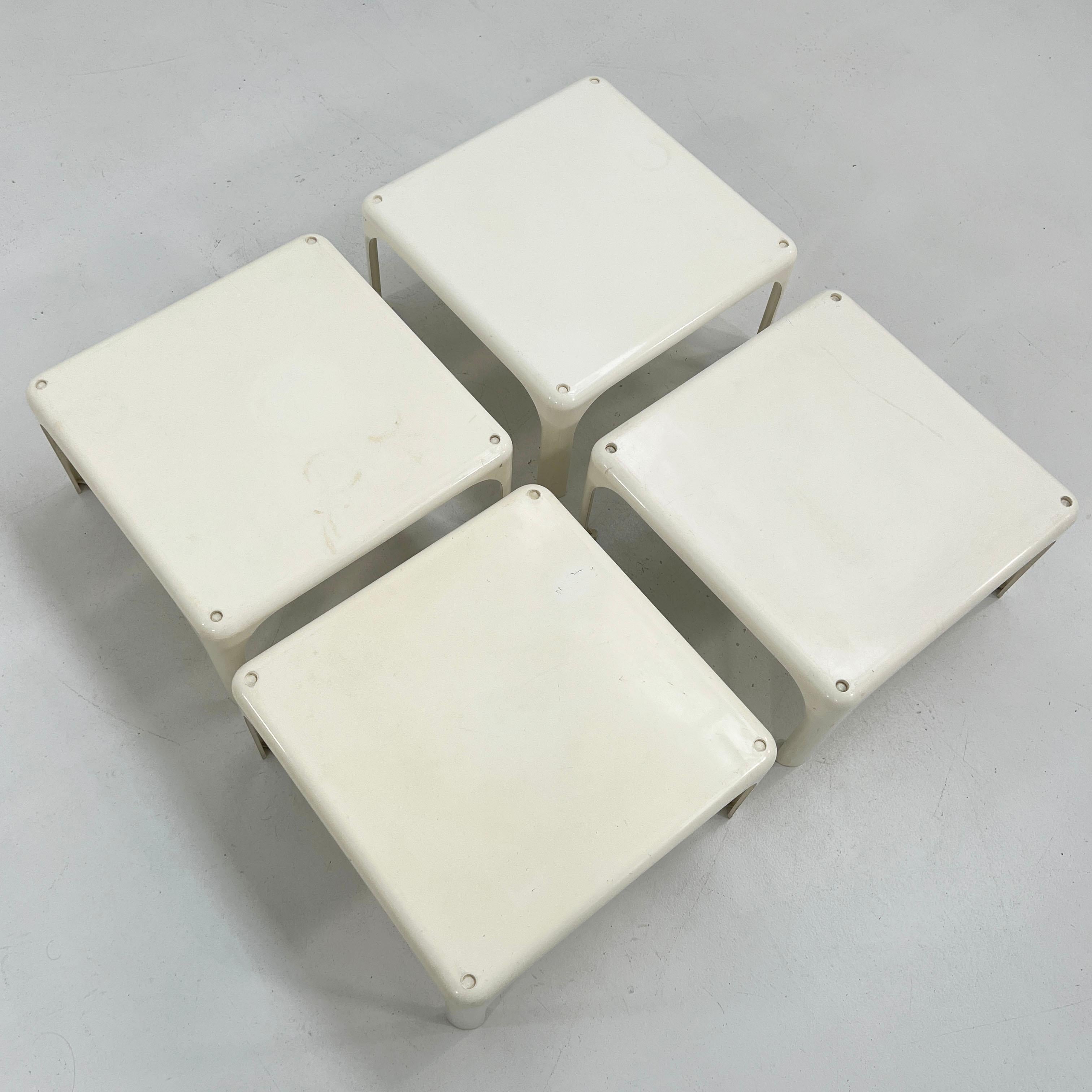 Set of 4 White Demetrio 45 by Vico Magistretti for Artemide, 1970s In Good Condition In Ixelles, Bruxelles