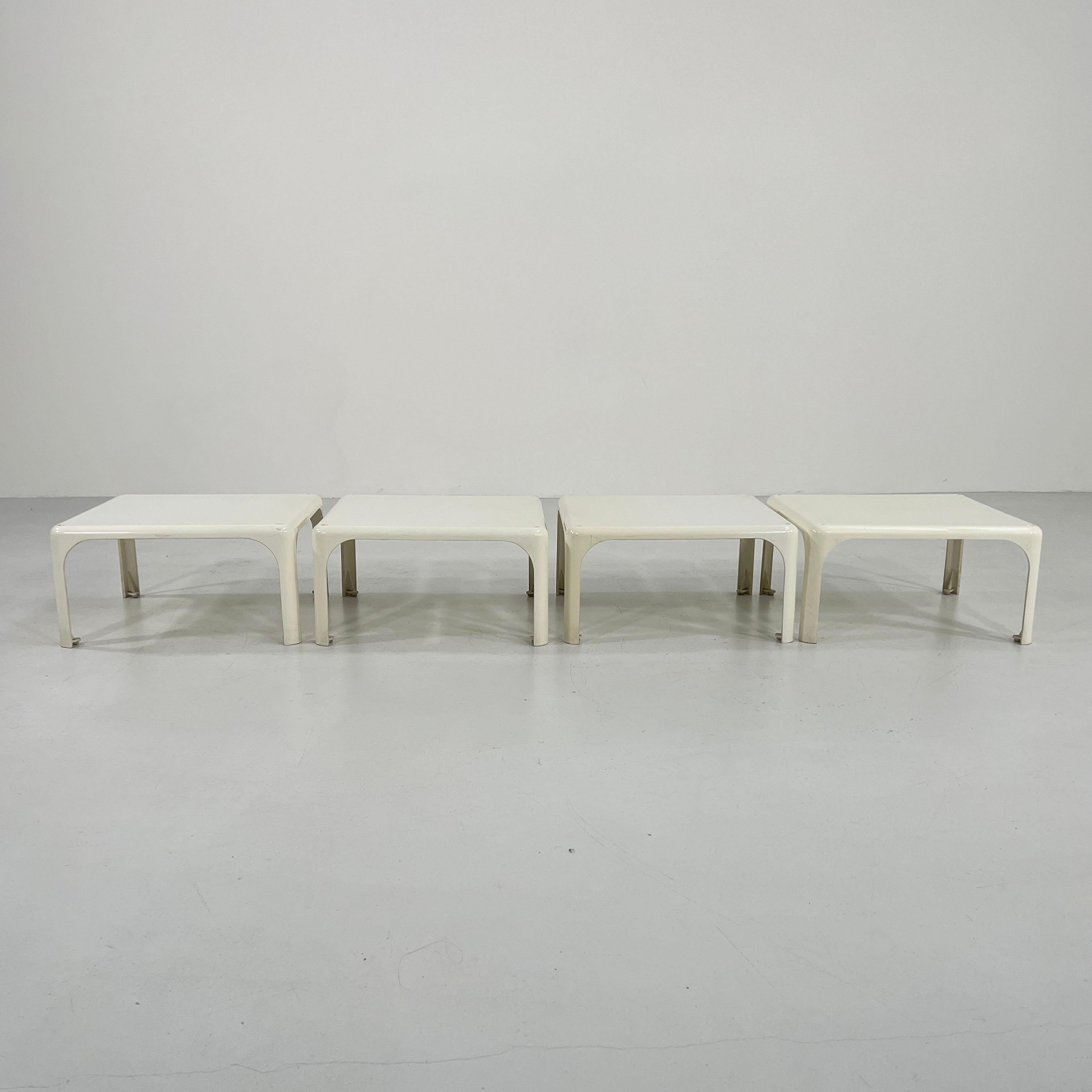 Italian Set of 4 White Demetrio 45 by Vico Magistretti for Artemide, 1970s