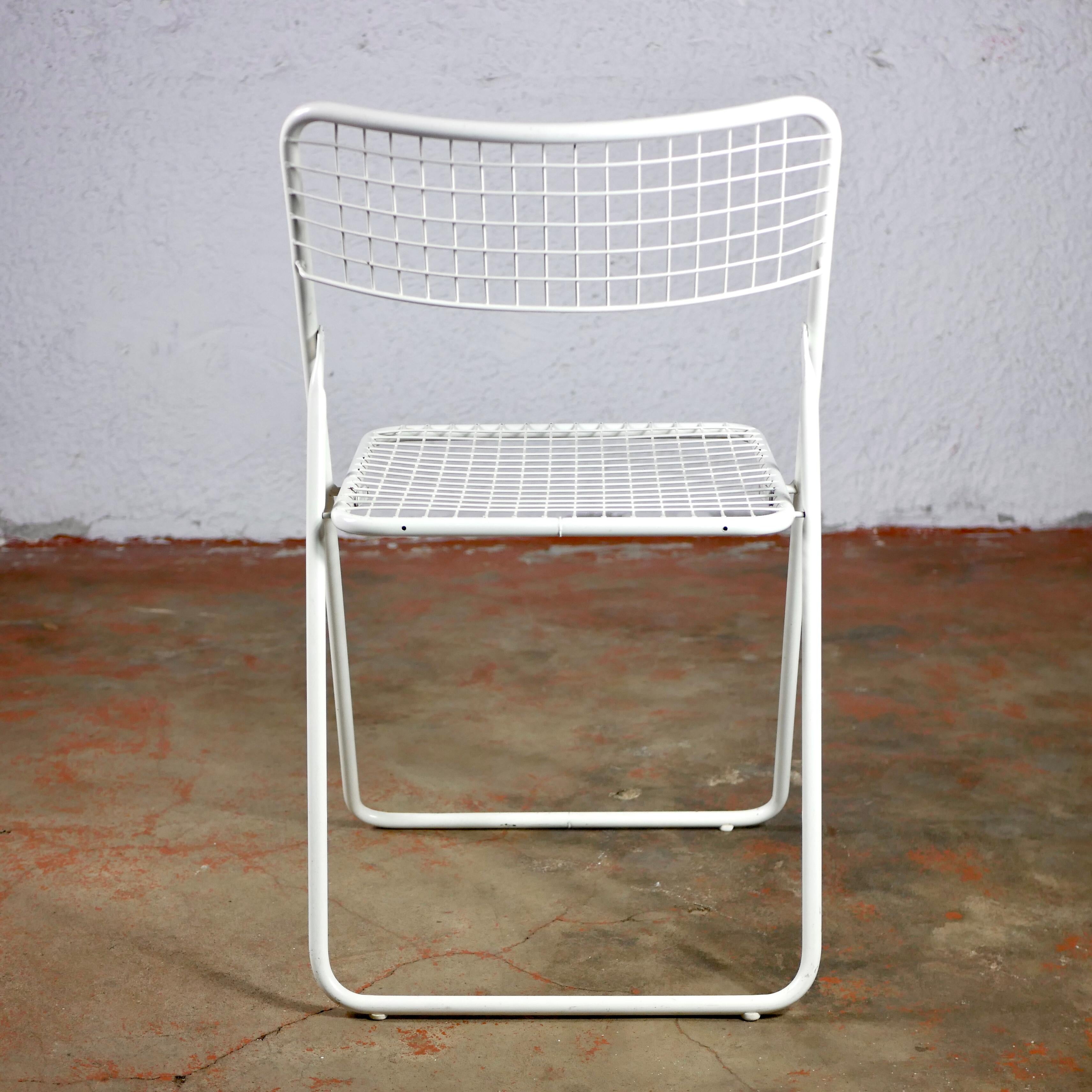 Set of 4 White Folding Ted Net Chairs by Niels Gammelgaard for Ikea, 1980s 4
