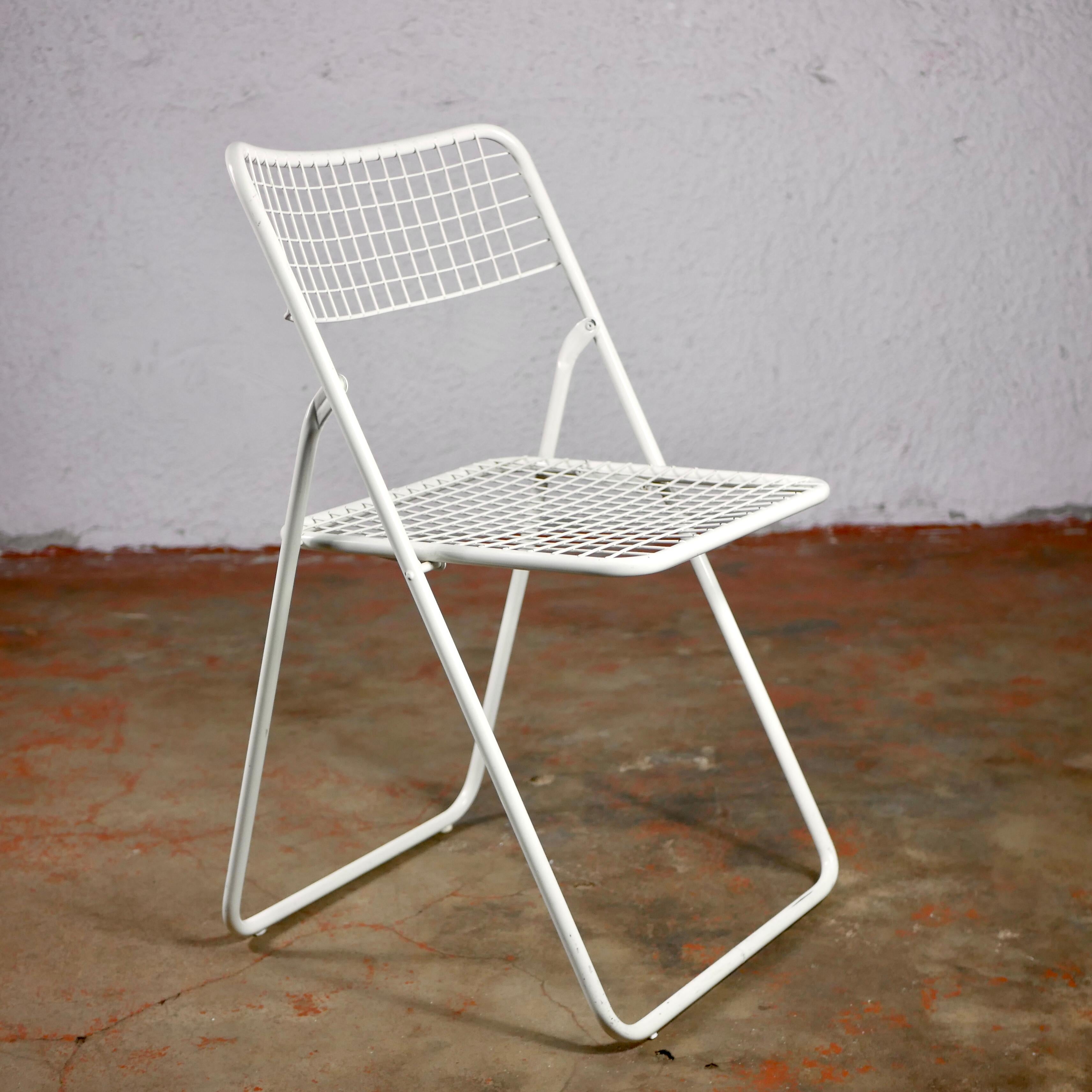 Set of 4 White Folding Ted Net Chairs by Niels Gammelgaard for Ikea, 1980s 5