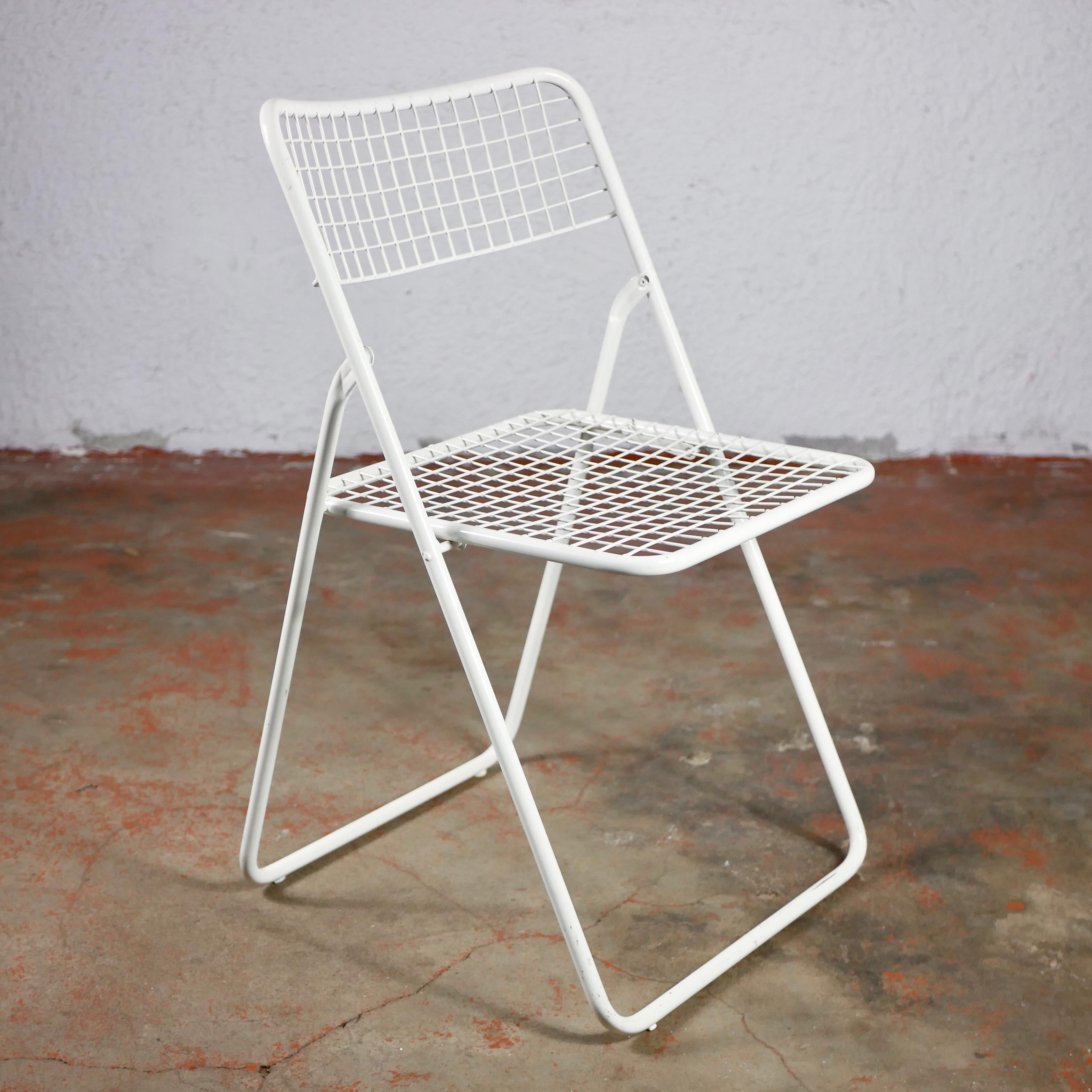 Late 20th Century Set of 4 White Folding Ted Net Chairs by Niels Gammelgaard for Ikea, 1980s