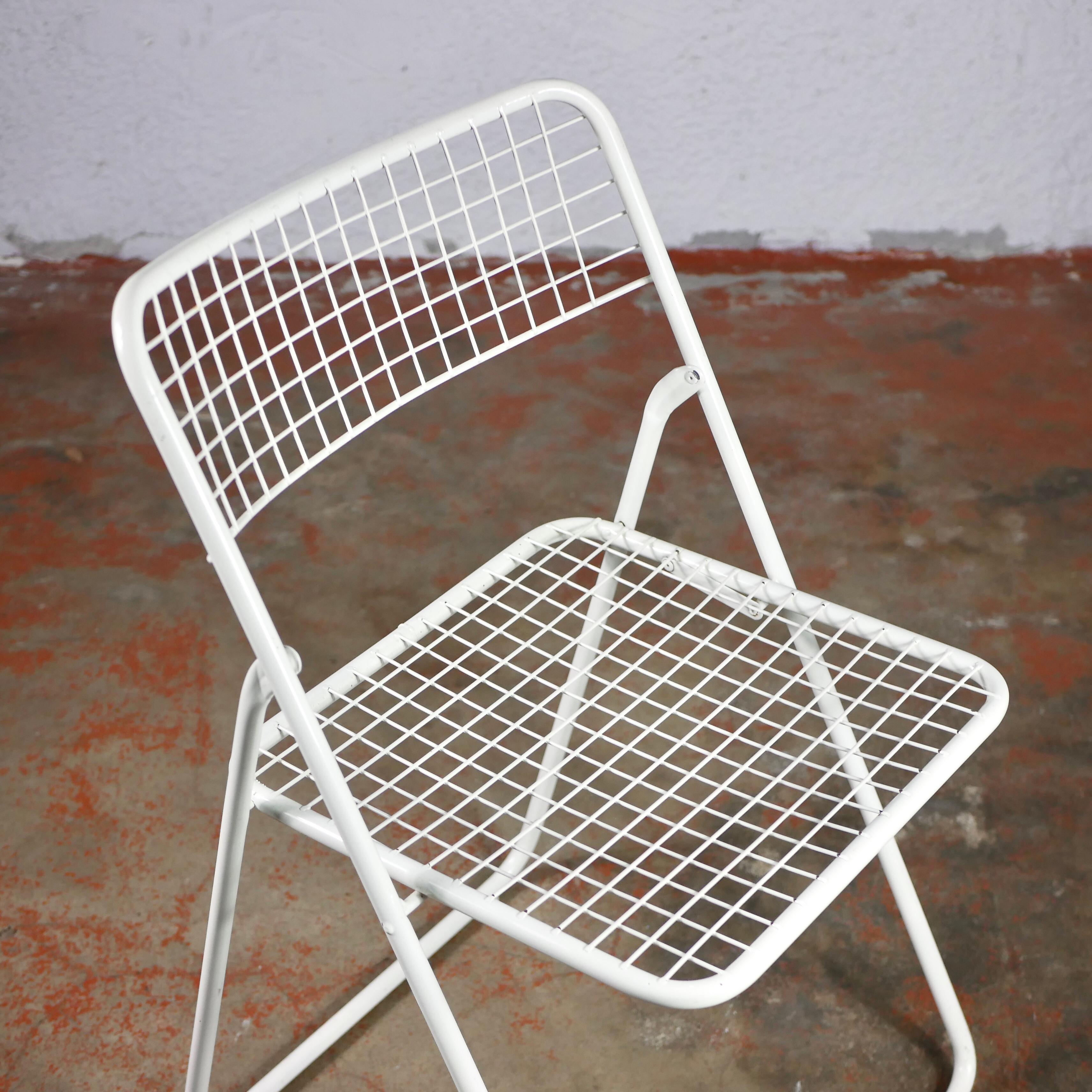 Set of 4 White Folding Ted Net Chairs by Niels Gammelgaard for Ikea, 1980s 1