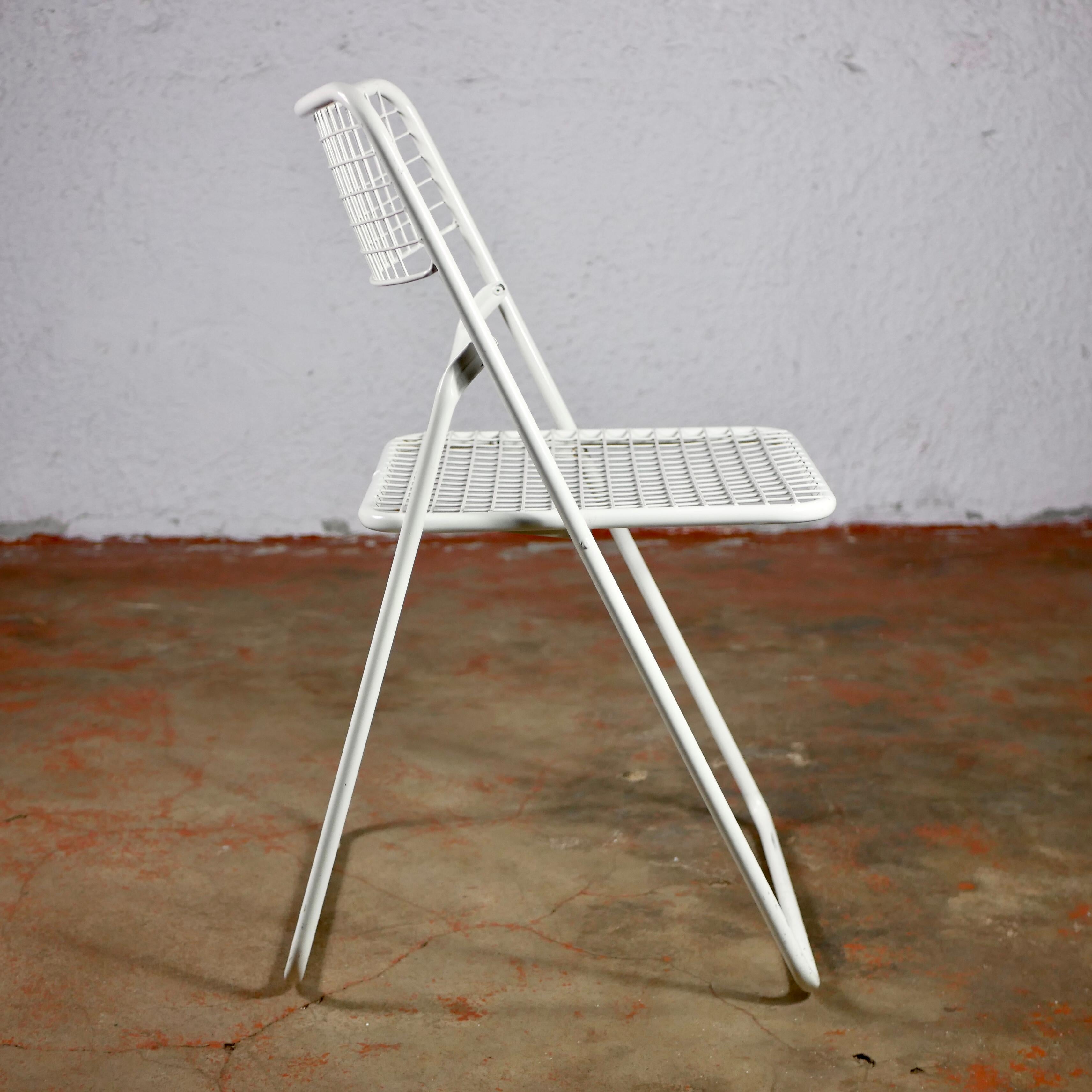Set of 4 White Folding Ted Net Chairs by Niels Gammelgaard for Ikea, 1980s 2
