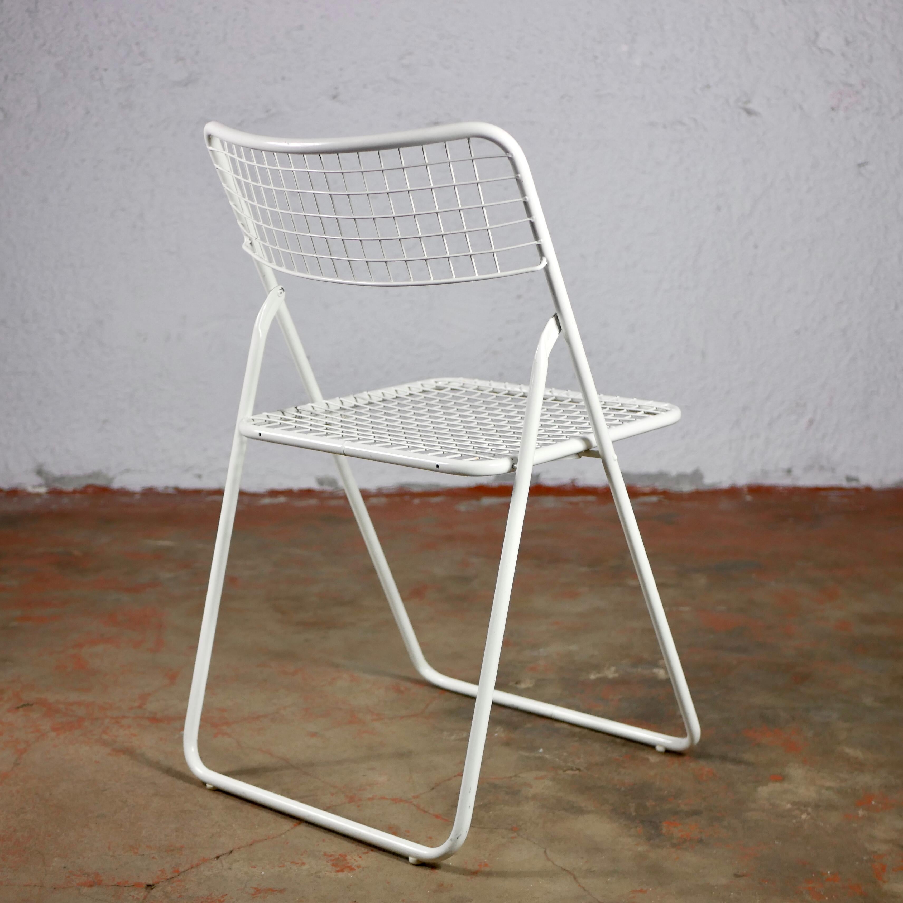 Set of 4 White Folding Ted Net Chairs by Niels Gammelgaard for Ikea, 1980s 3