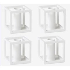 Set of 4 White Kubus T Candle Holders by Lassen