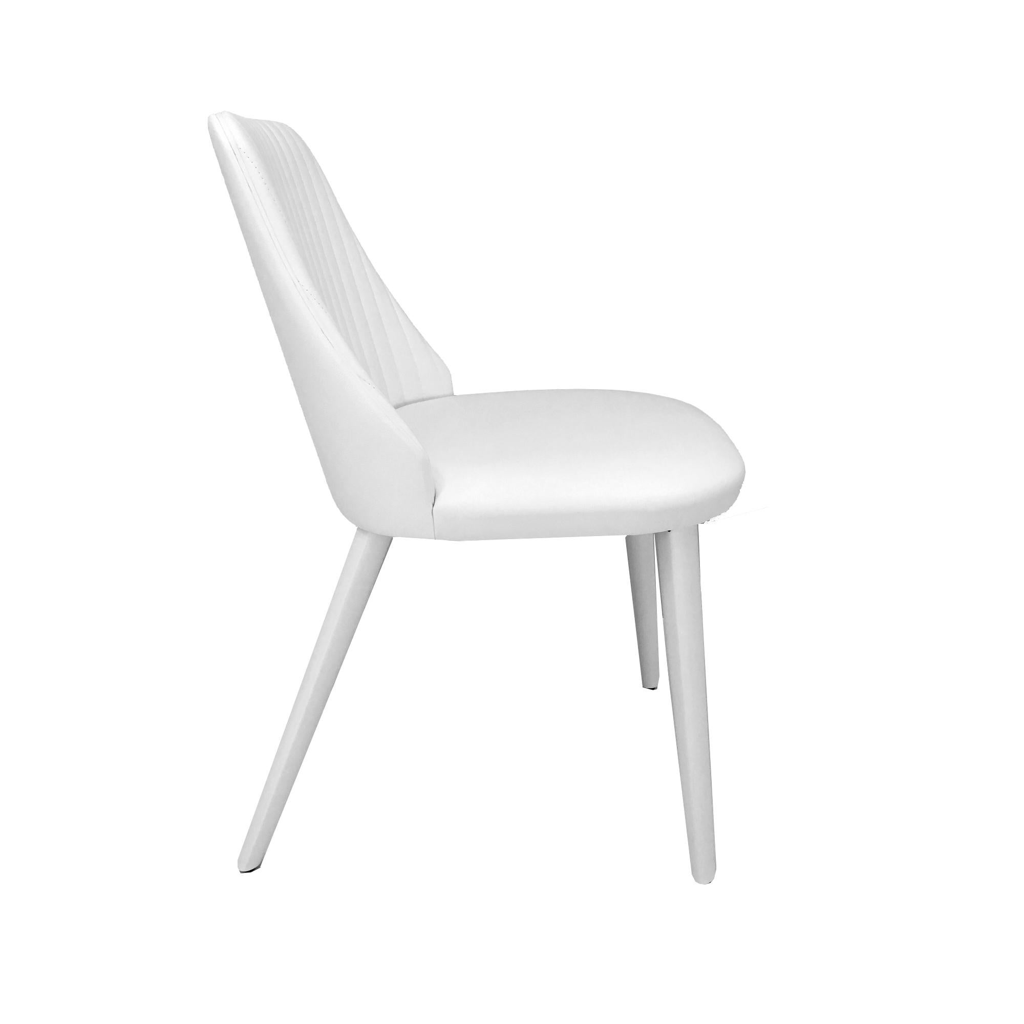Modern In Stock in Los Angeles, Set of 4 White Leather Dining Chairs by Enzo Berti