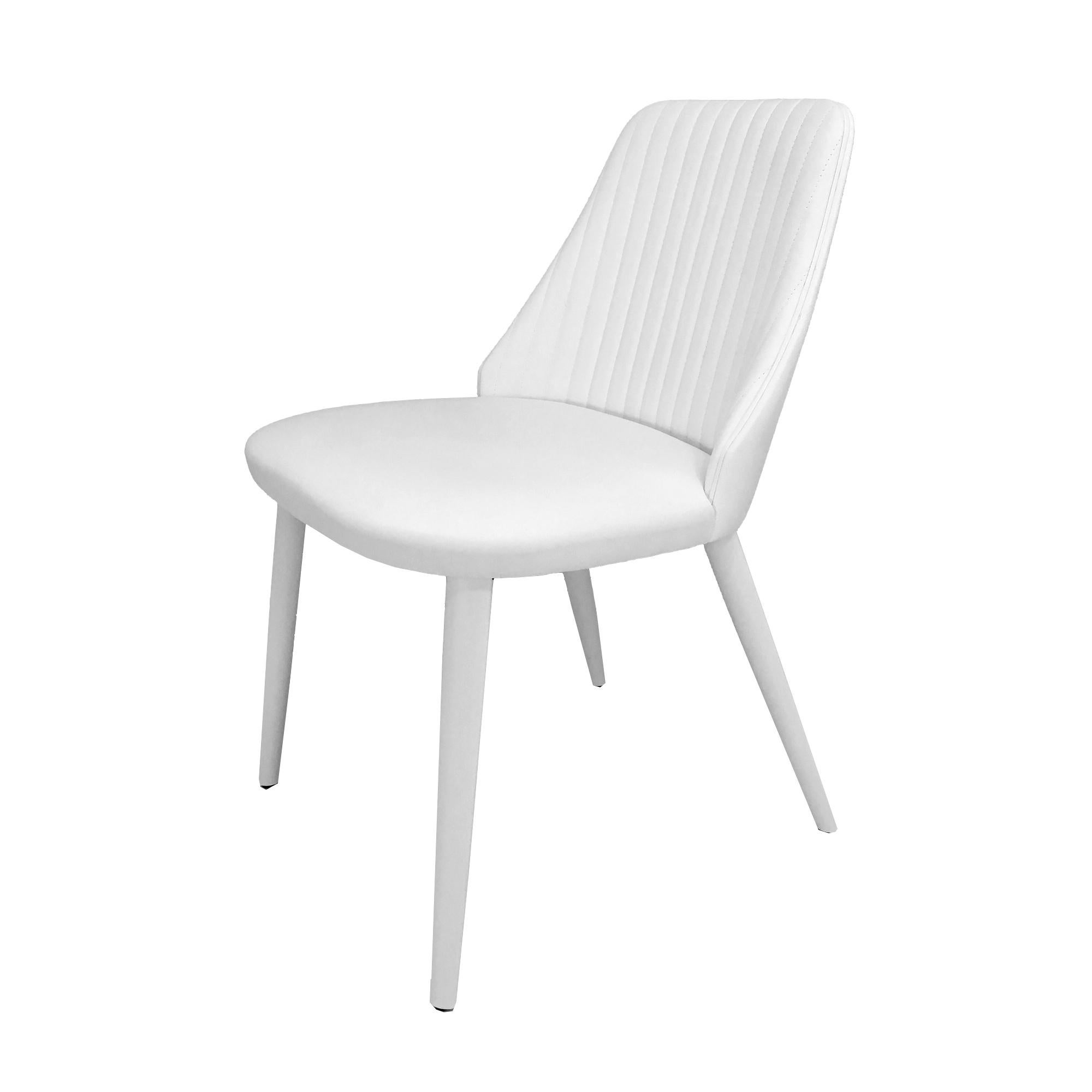 Italian In Stock in Los Angeles, Set of 4 White Leather Dining Chairs by Enzo Berti