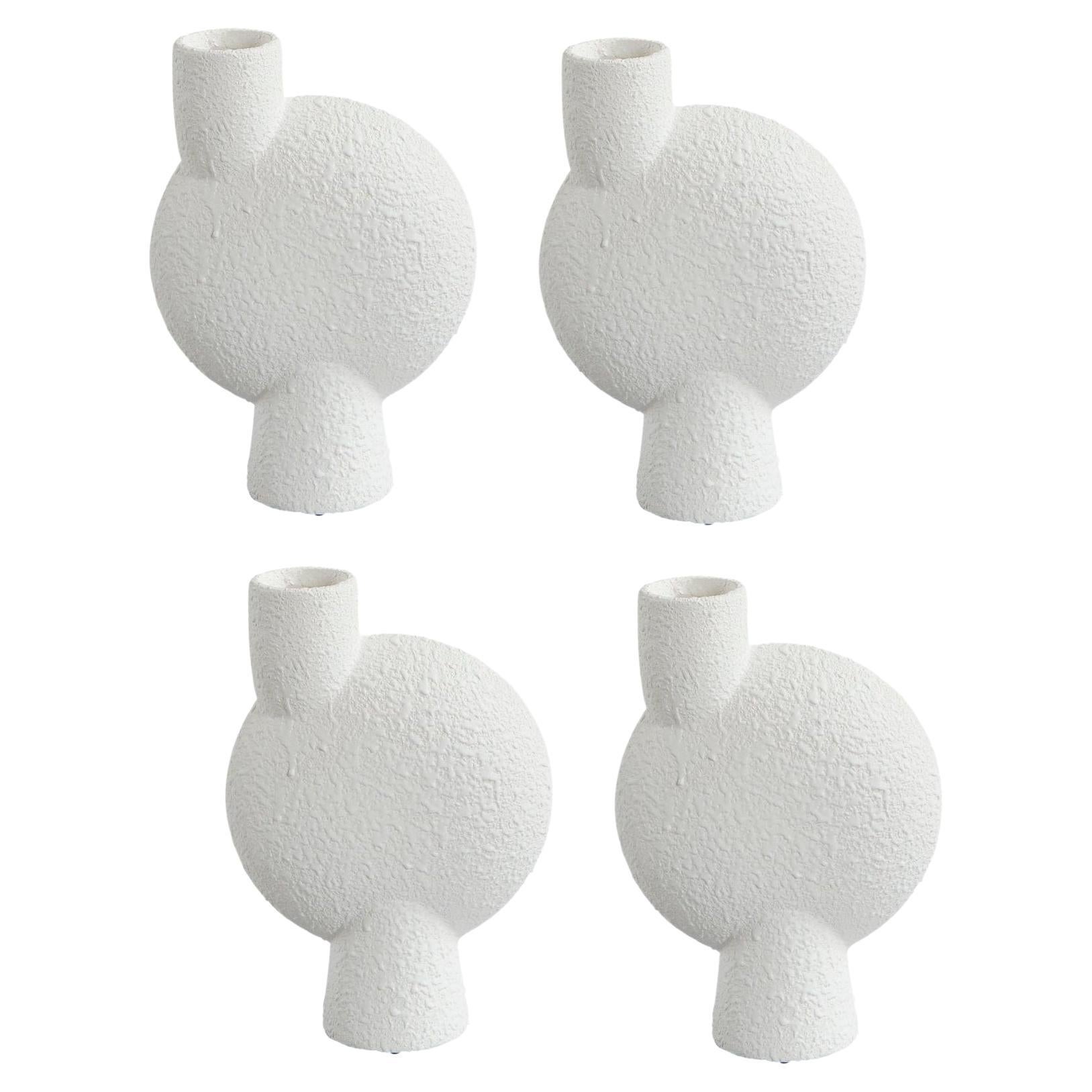 Set of 4 White Medio Sphere Vase Bubl by 101 Copenhagen