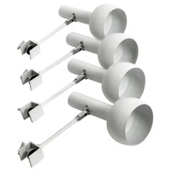 Set of 4 White Metal Clamp Lamps by Swiss Lamps International from the 1960s