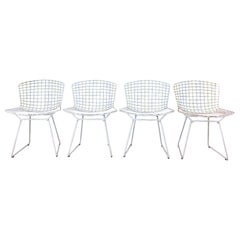 Set of 4 White Metal Indoor / Outdoor Chairs by Harry Bertoia for Knoll