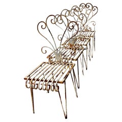 Set of 4 White Mid-Century Metal Garden Chairs, Italy circa 1950's, as Found