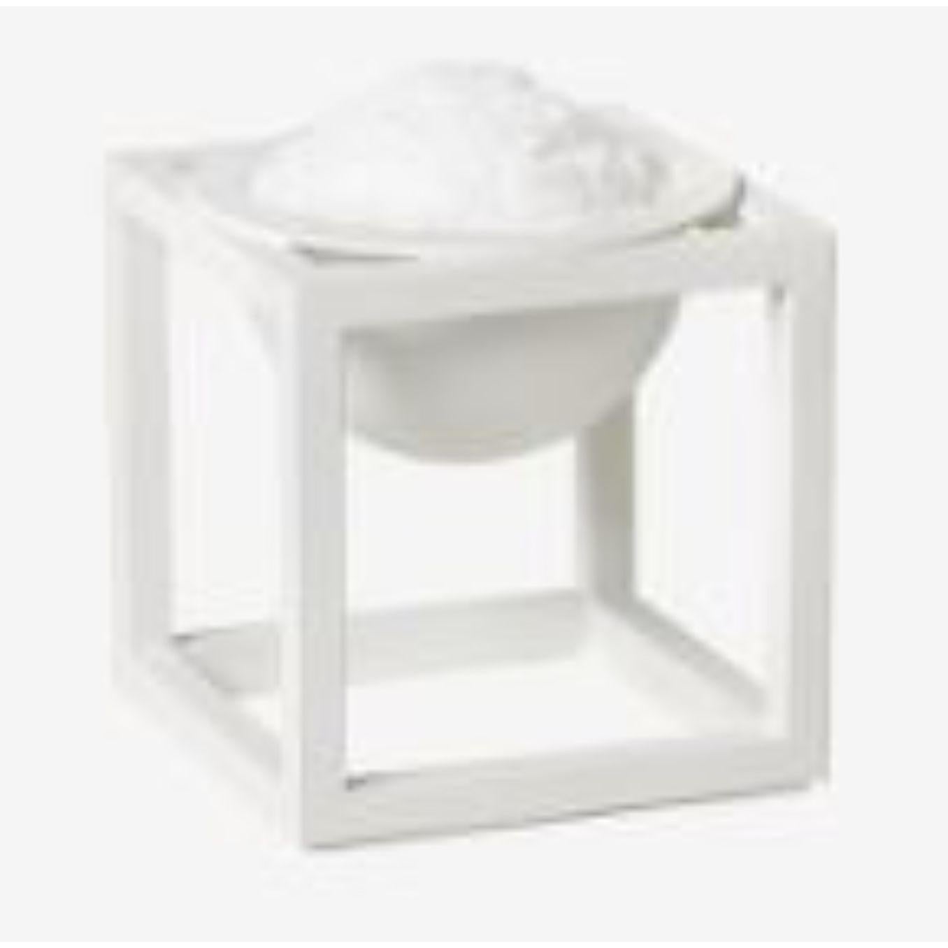Danish Set of 4 White Mini Kubus Bowls by Lassen For Sale
