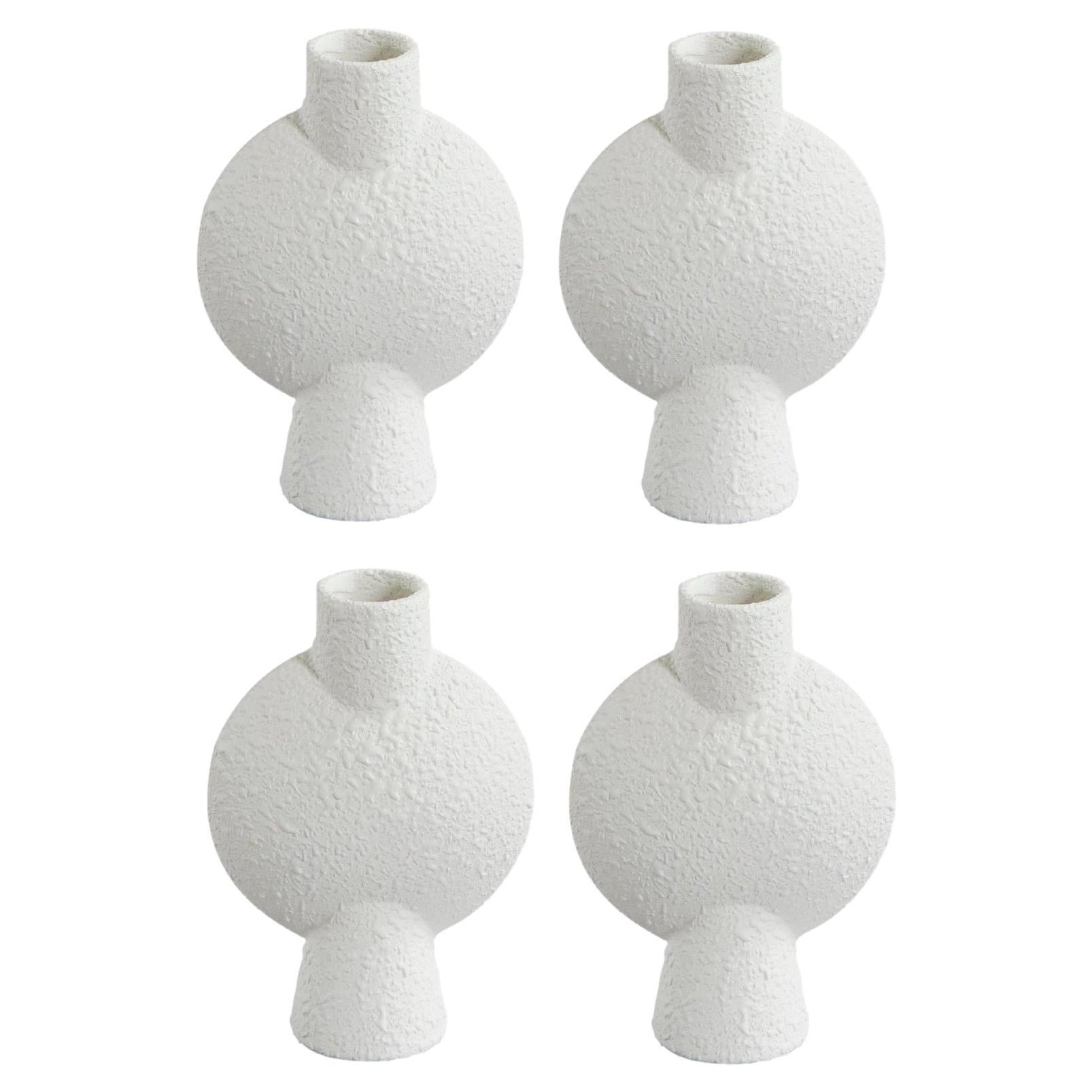 Set of 4 White Mini Sphere Vase Bubl by 101 Copenhagen For Sale