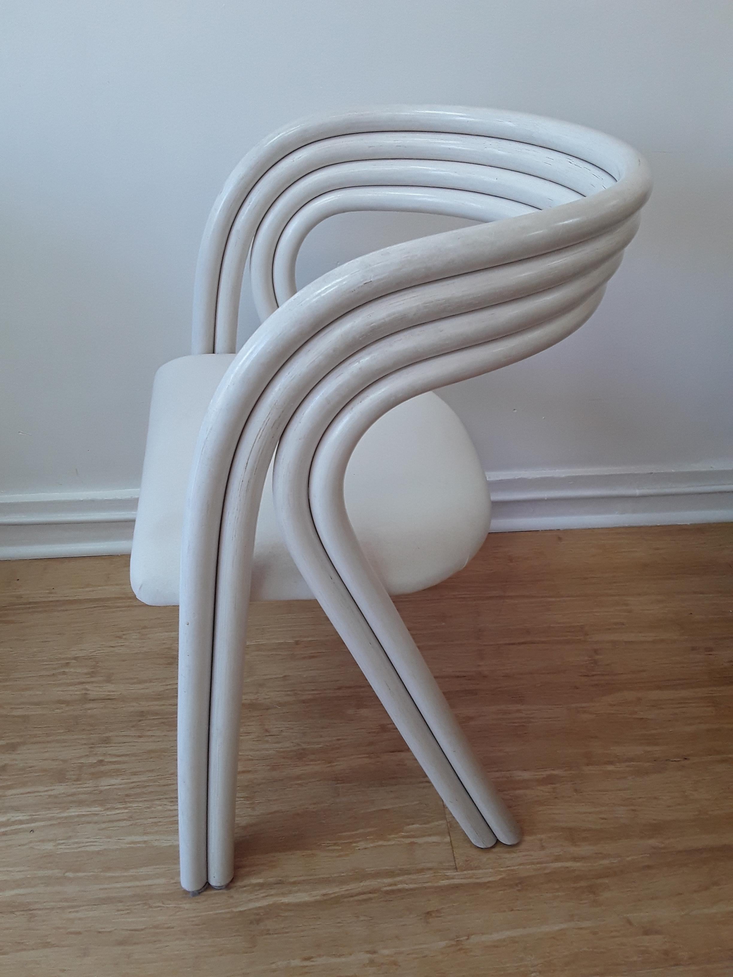 Set of 4 white painted Dutch bentwood armchairs by Jan des Bouvrie for Rohé Noordwolde.