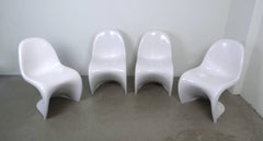 Set of Four White Panton Chairs by Verner Panton for Fehlbaum, Germany, 1971