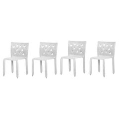 Set of 4 White Sculpted Contemporary Chairs by FAINA