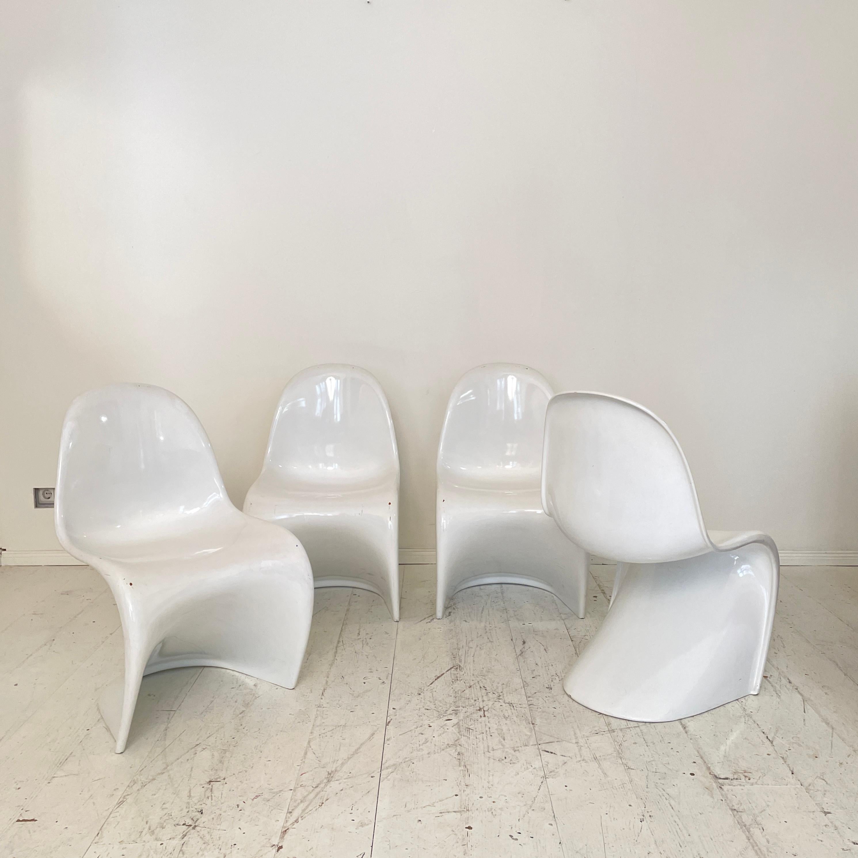 Ensemble de 4 chaises blanches Verner Panton 1st Edition, Herman Miller, Danemark, années 1960 en vente 4