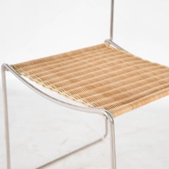 Set of 4 wicker and chrome chairs