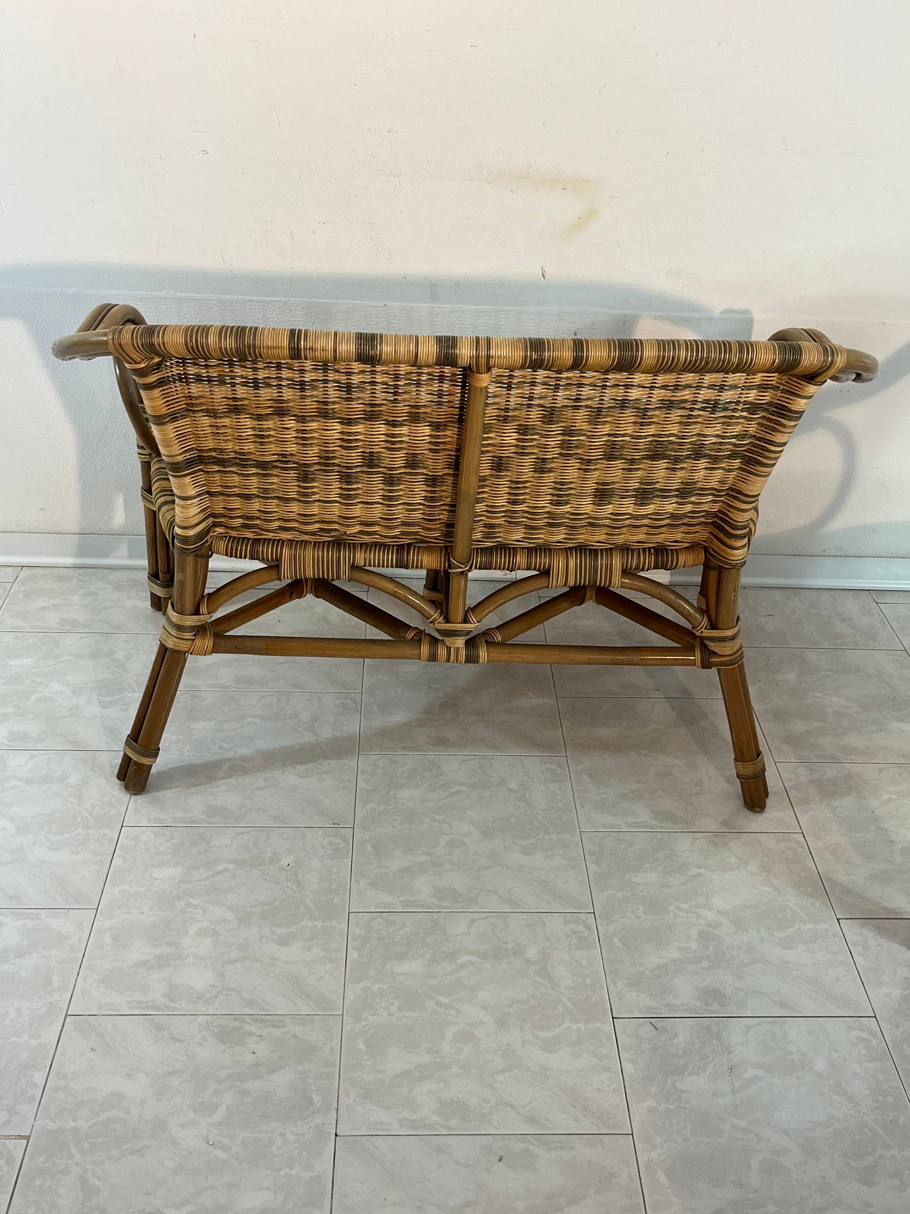 Set di 4 poltrone da divano in vimini tavolino da caffè Made in Italy Anni '60 in vendita 3