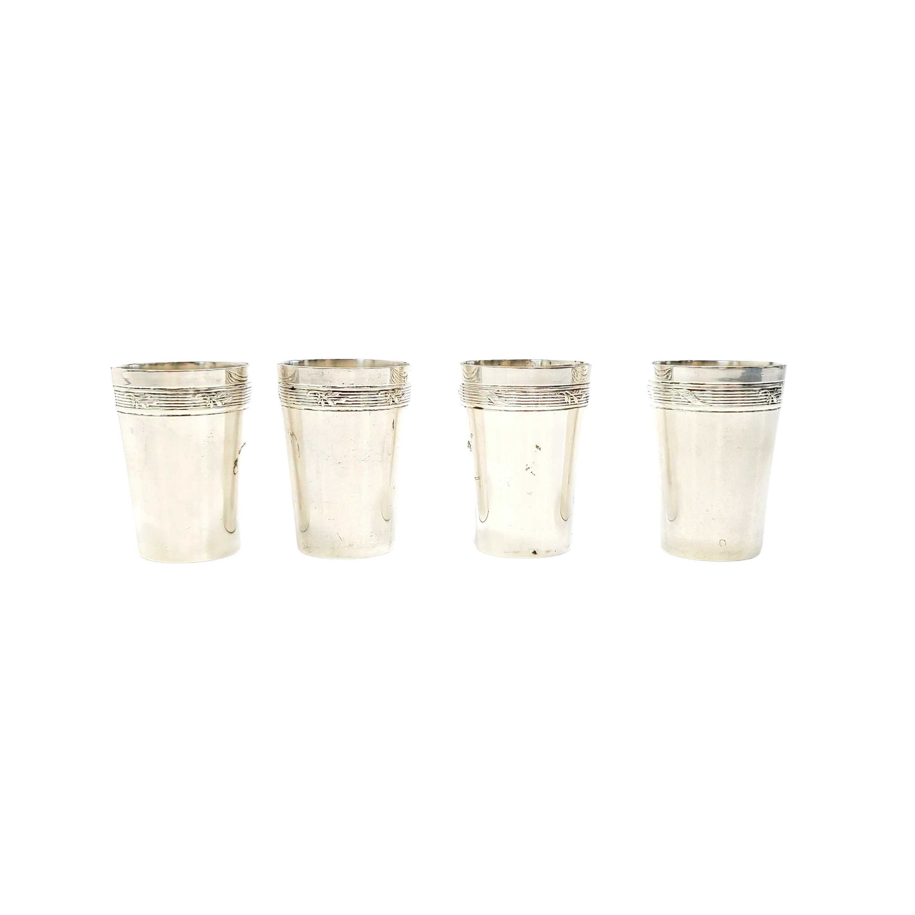 German Set of 4 Wilhelm Binder for L. Bertsch 800 Silver Nesting Shot Glasses