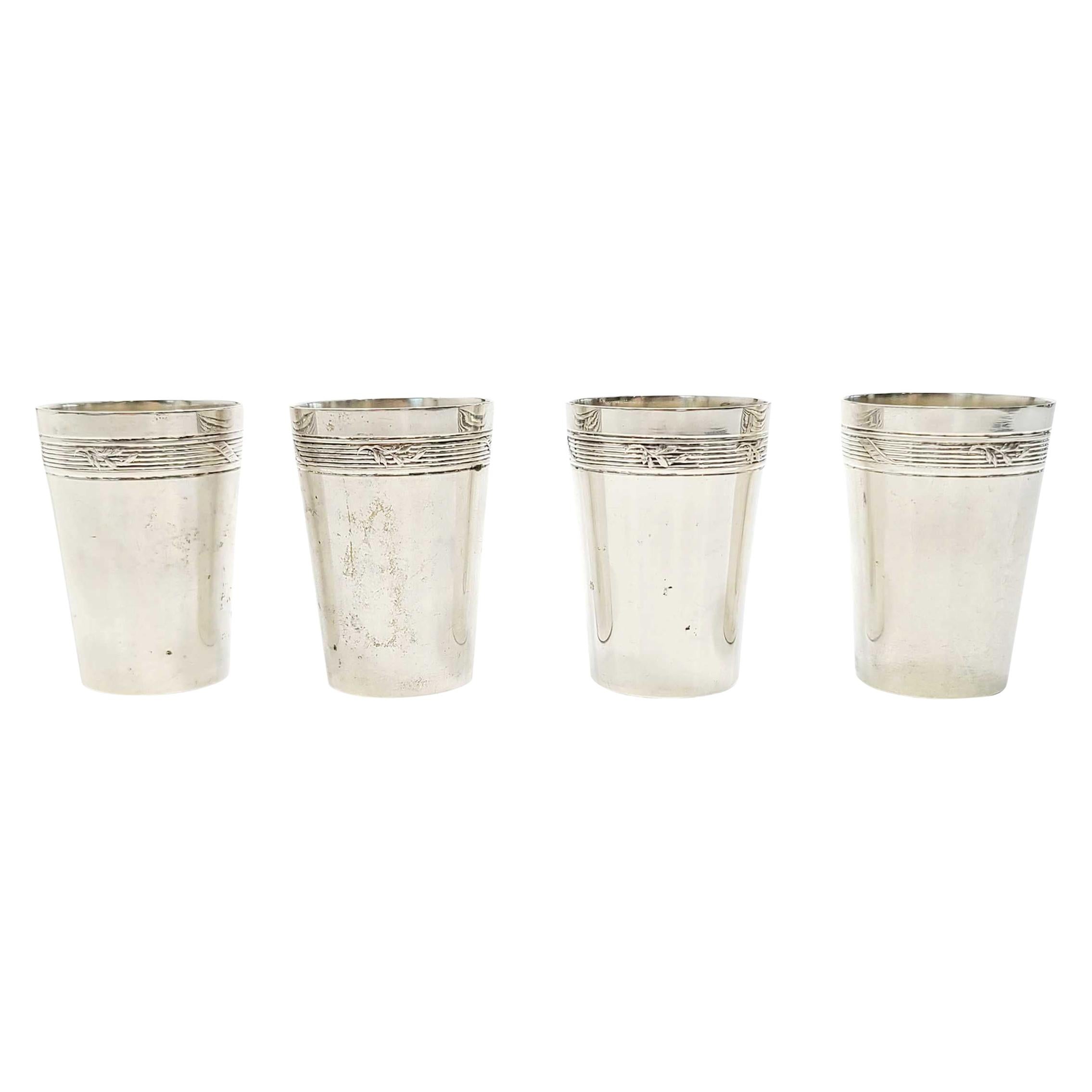 Set of 4 Wilhelm Binder for L. Bertsch 800 Silver Nesting Shot Glasses