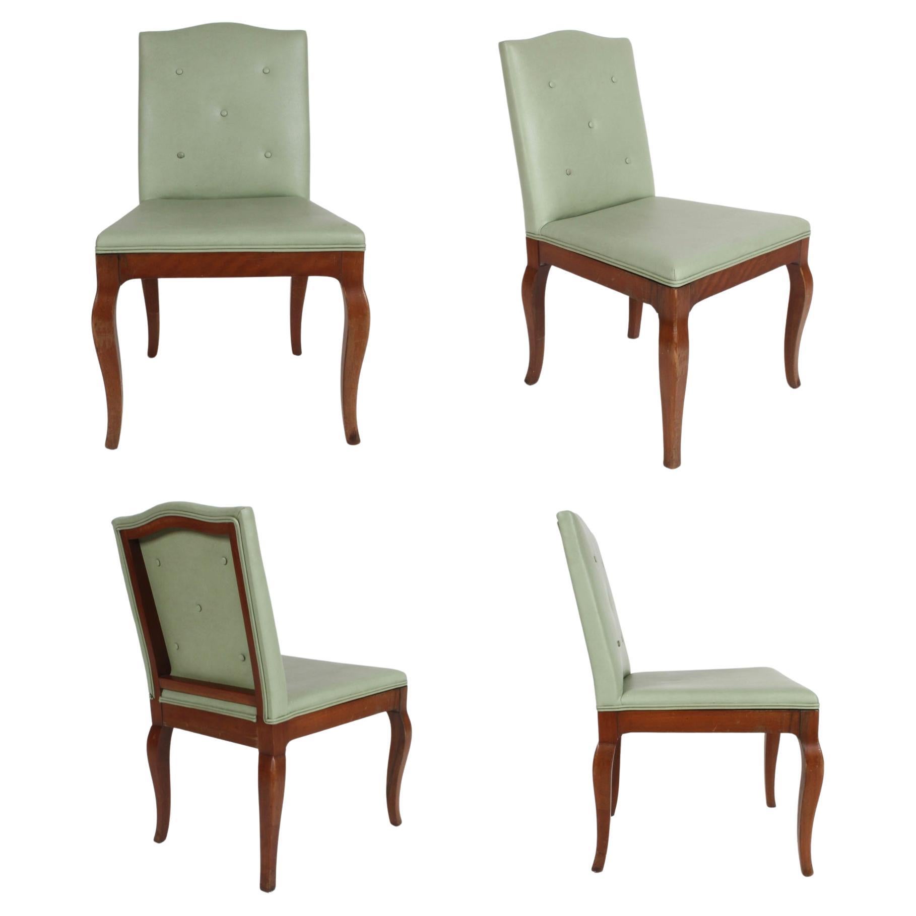 Set of 4 William Billy Haines Style Dining or Game Chairs - Modern Cabriole legs For Sale