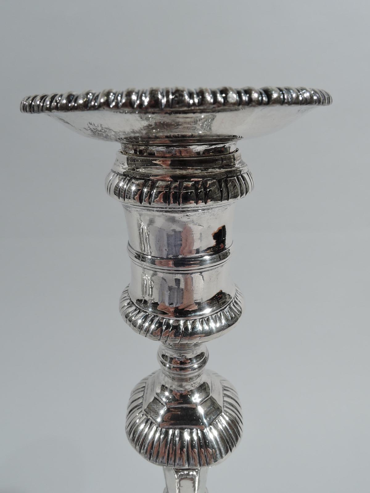 Set of 4 William Cafe English Georgian Sterling Silver Candlesticks 1