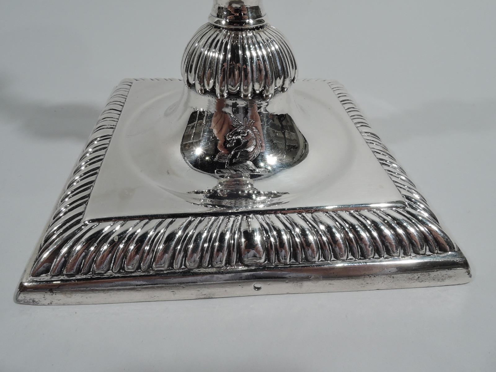 Set of 4 William Cafe English Georgian Sterling Silver Candlesticks 2