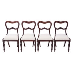 Antique Set of 4 William IV Mahogany Balloon Back Dining Chairs