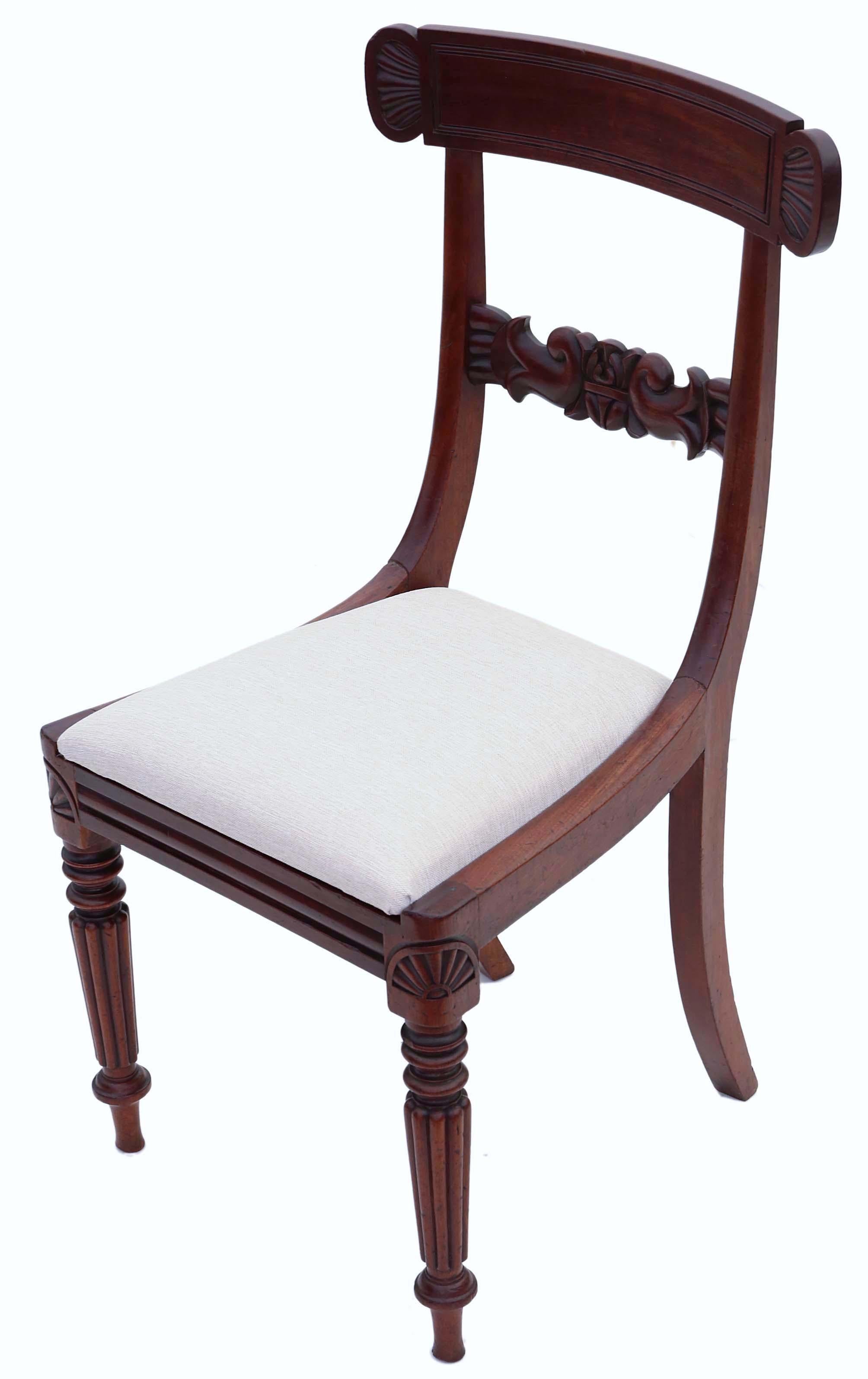 Set of 4 William IV Mahogany Bar Back Dining Chairs In Good Condition In Wisbech, Cambridgeshire