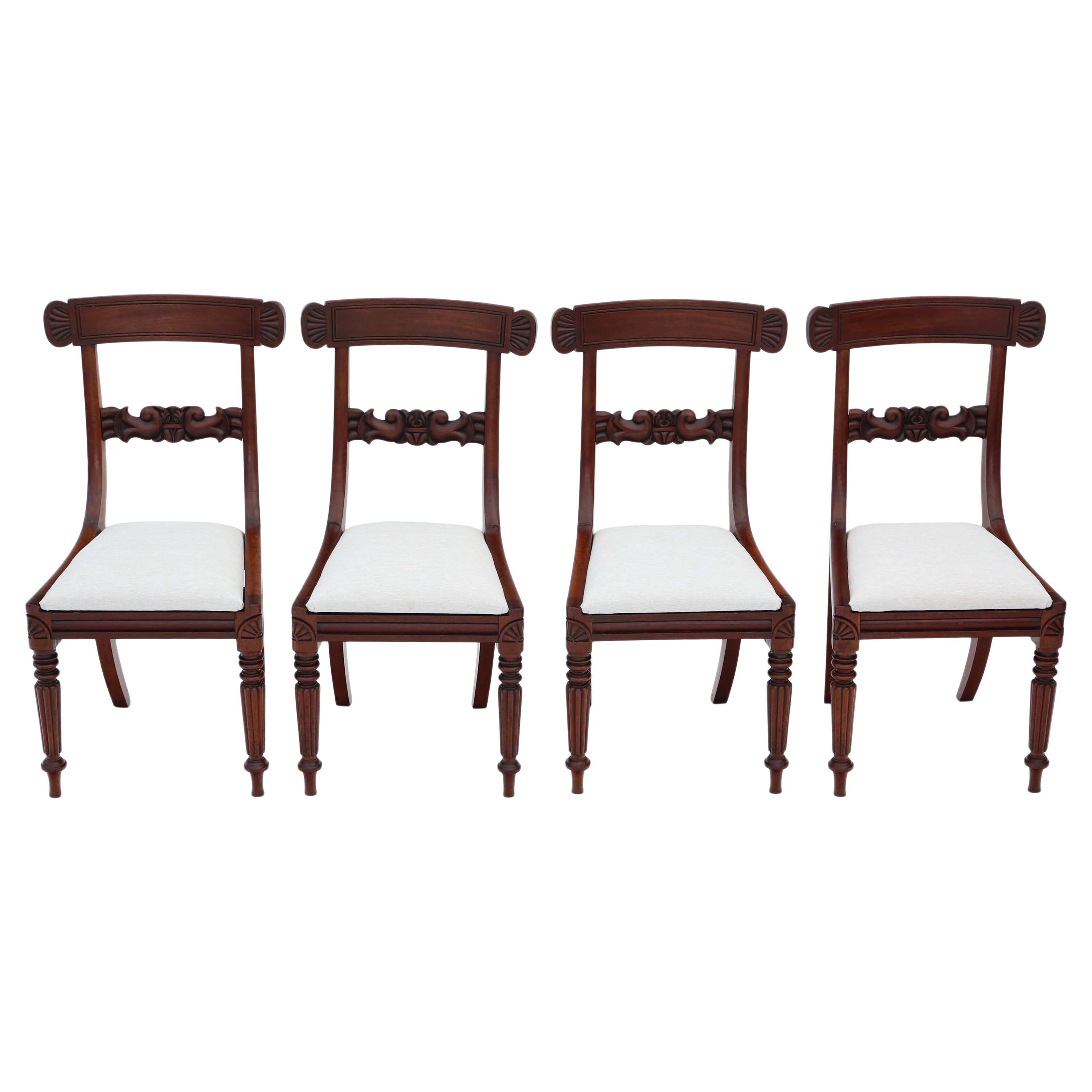 Set of 4 William IV Mahogany Bar Back Dining Chairs