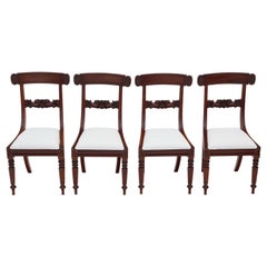 Antique Set of 4 William IV Mahogany Bar Back Dining Chairs
