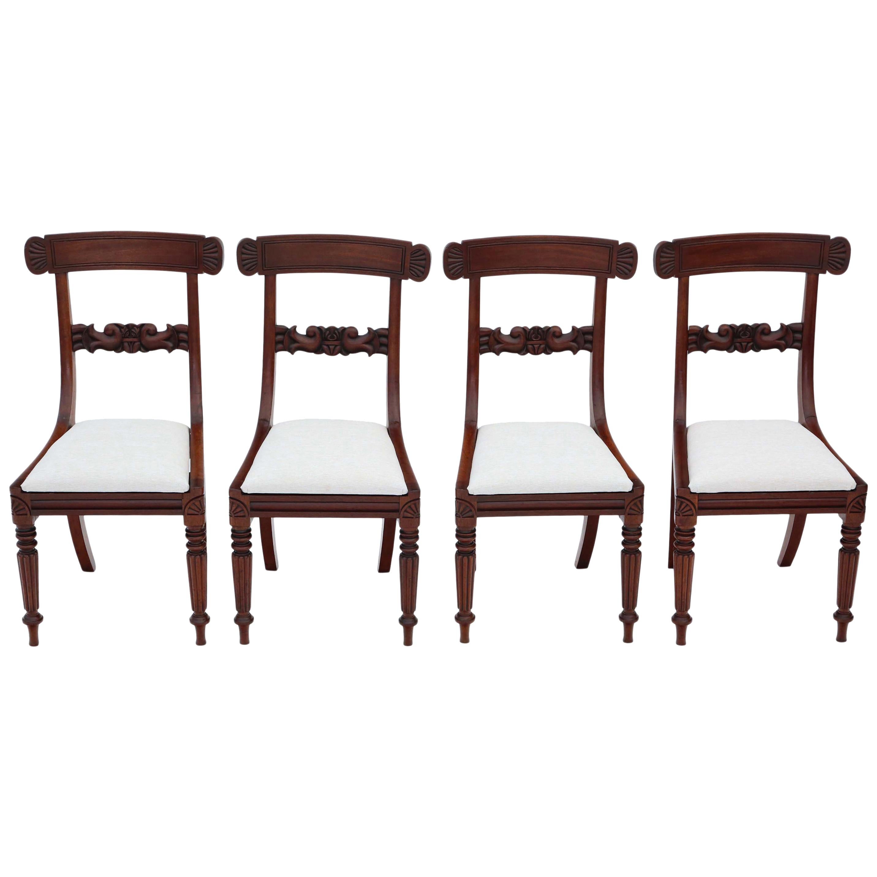 Set of 4 William IV Mahogany Bar Back Dining Chairs For Sale at 1stDibs
