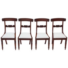Set of 4 William IV Mahogany Bar Back Dining Chairs