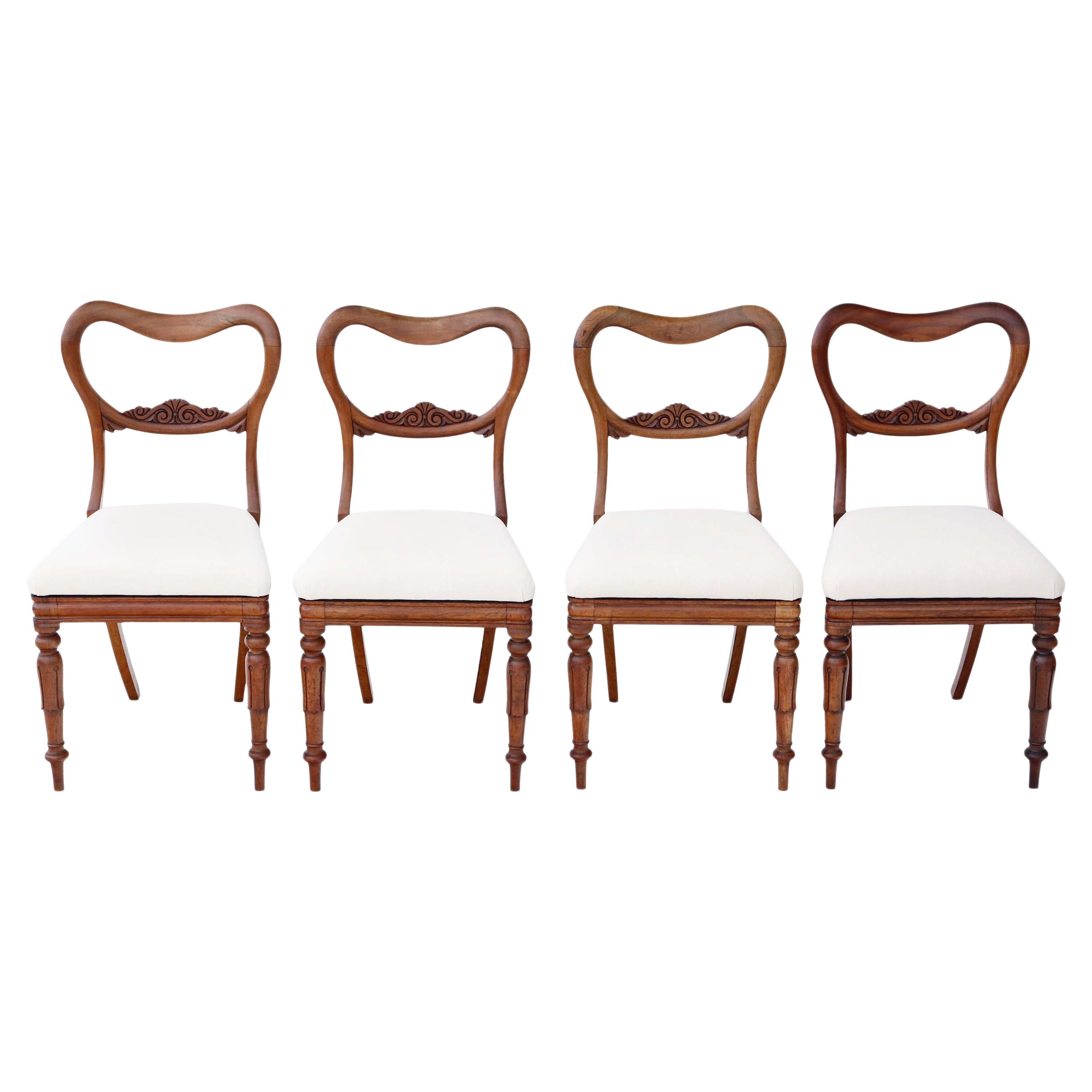 Set of 4 William IV Rosewood Balloon Back Dining Chairs