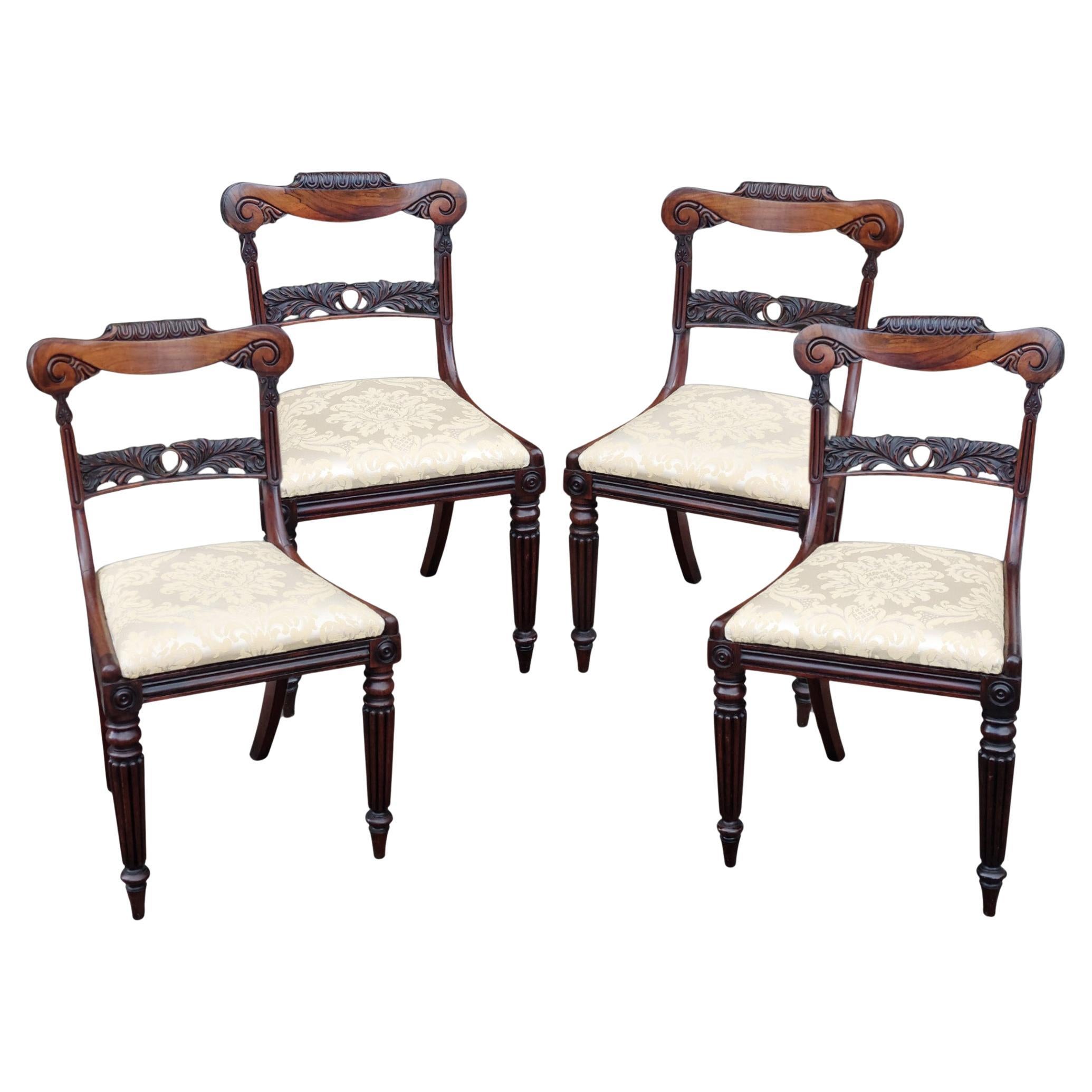 Set of 4 William IV Rosewood Dining Chairs