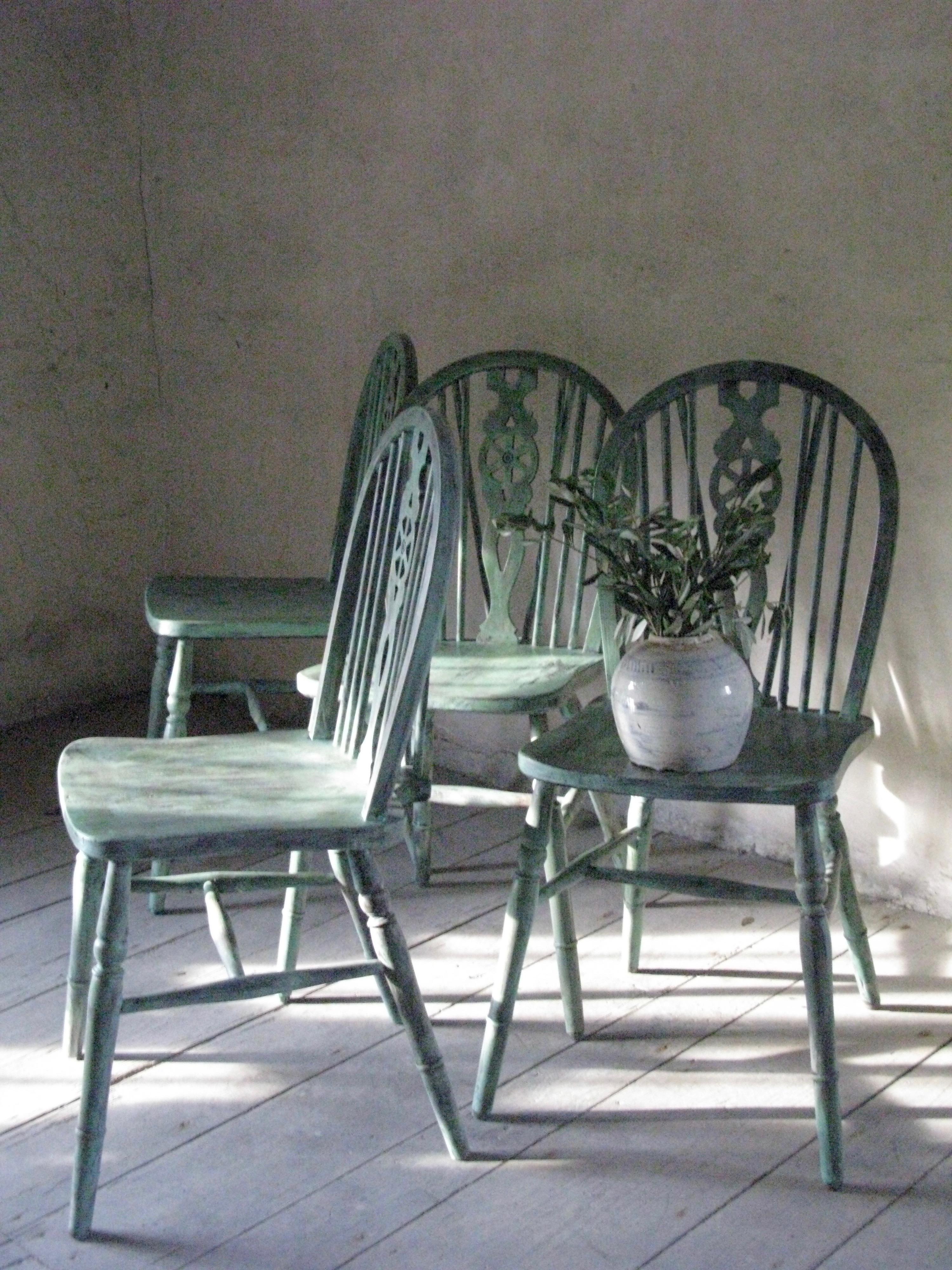 Country Set of 4 Windsor Chairs, English, Antique Windsor Chairs, Decorative, Painted For Sale