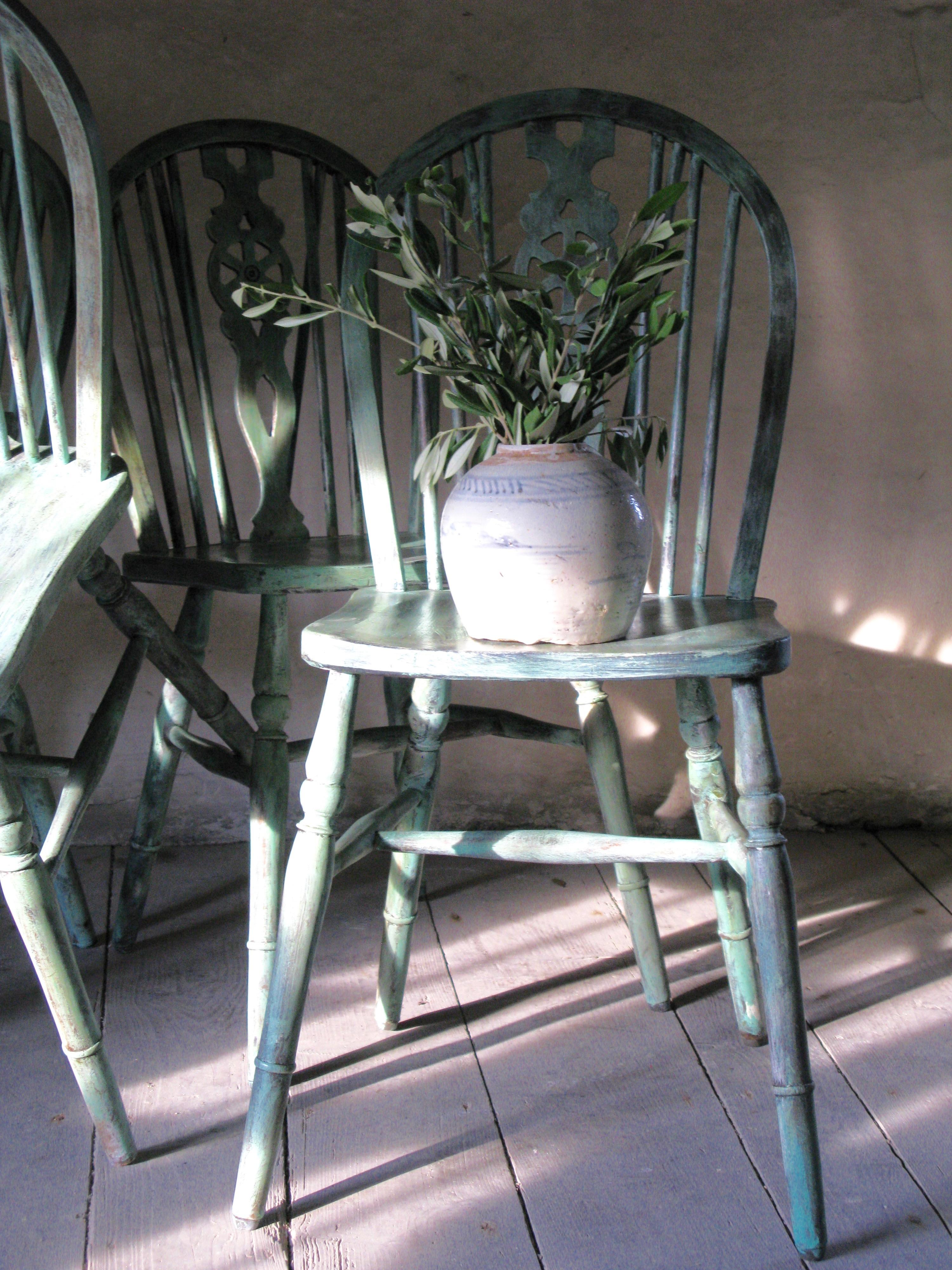 British Set of 4 Windsor Chairs, English, Antique Windsor Chairs, Decorative, Painted For Sale
