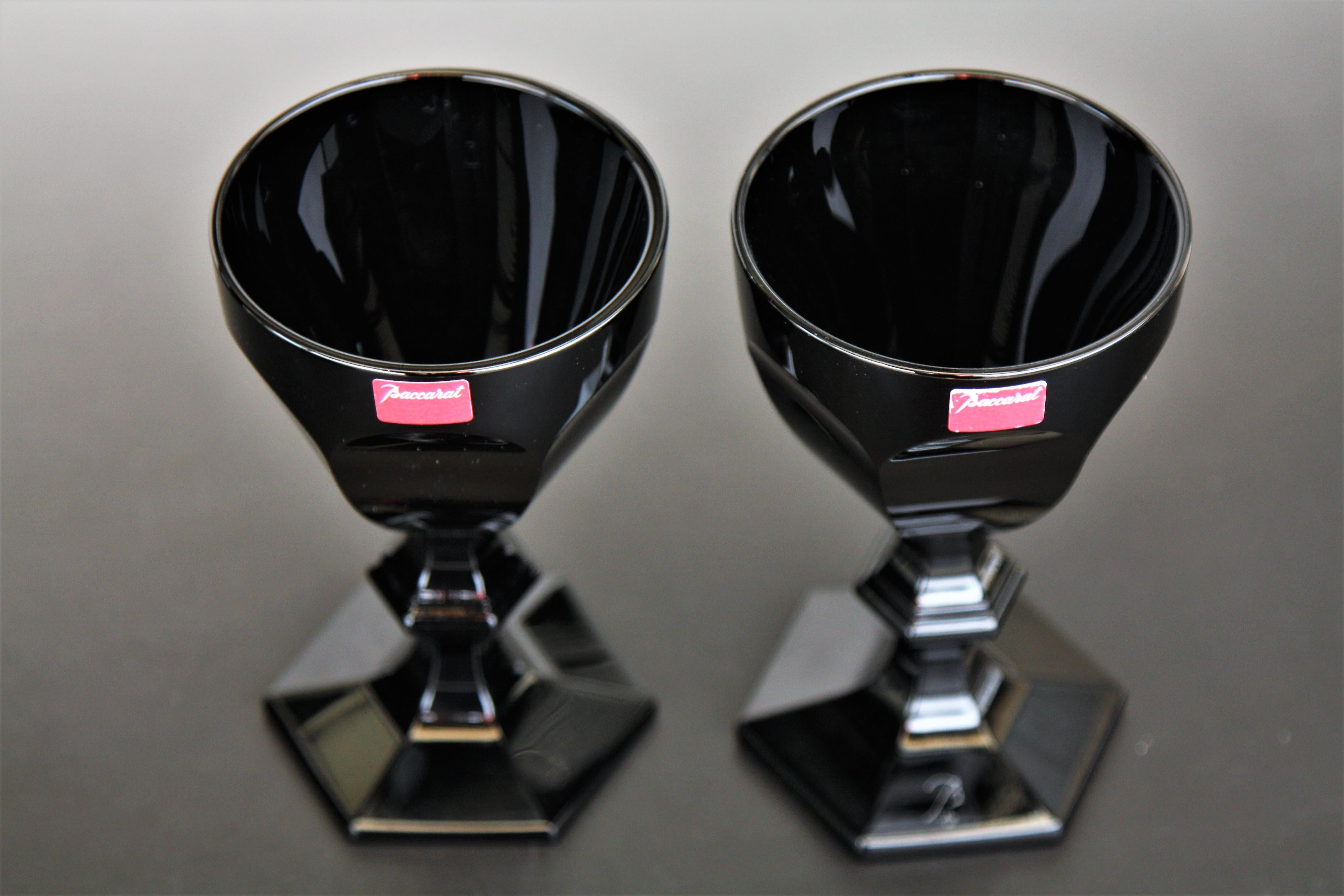 Set of 6 Wine glasses in Baccarat black crystal Harcourt Imparfait model 3