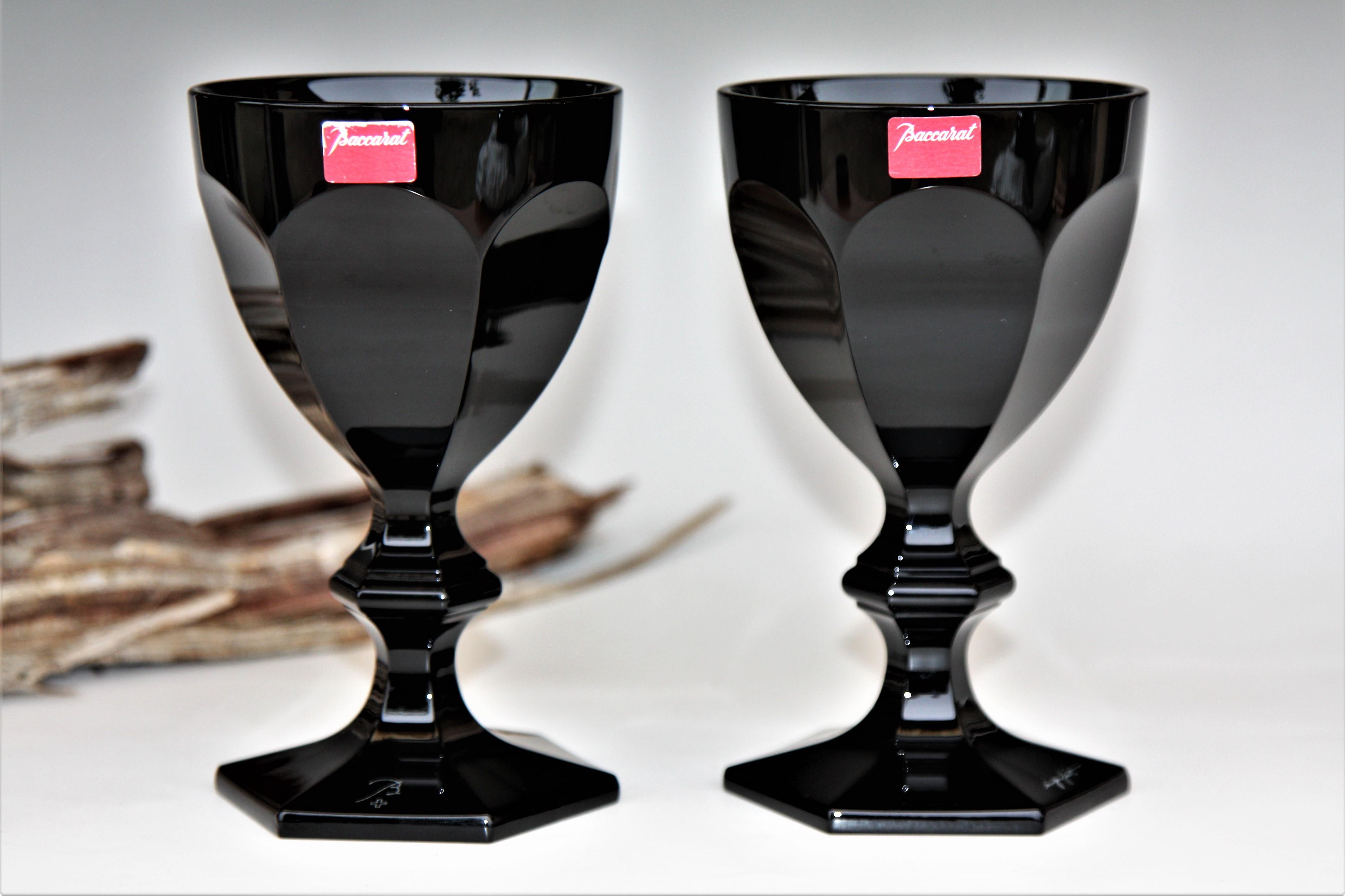Contemporary Set of 6 Wine glasses in Baccarat black crystal Harcourt Imparfait model